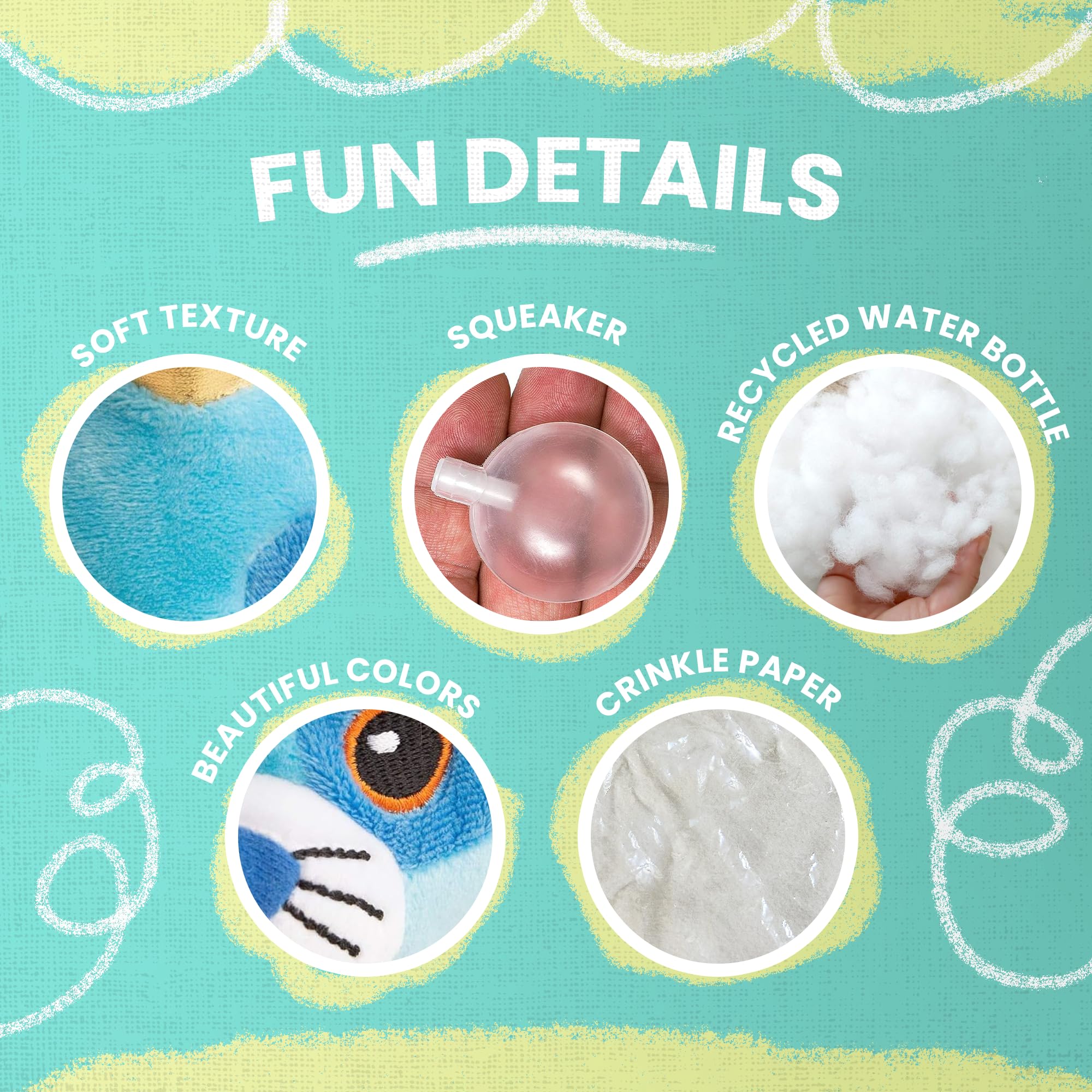 Snugarooz Cute Kit Caticorn Plush Dog Toy With Repair Patch – Soft, Durable And Squeaky Toy For Dogs - Blue