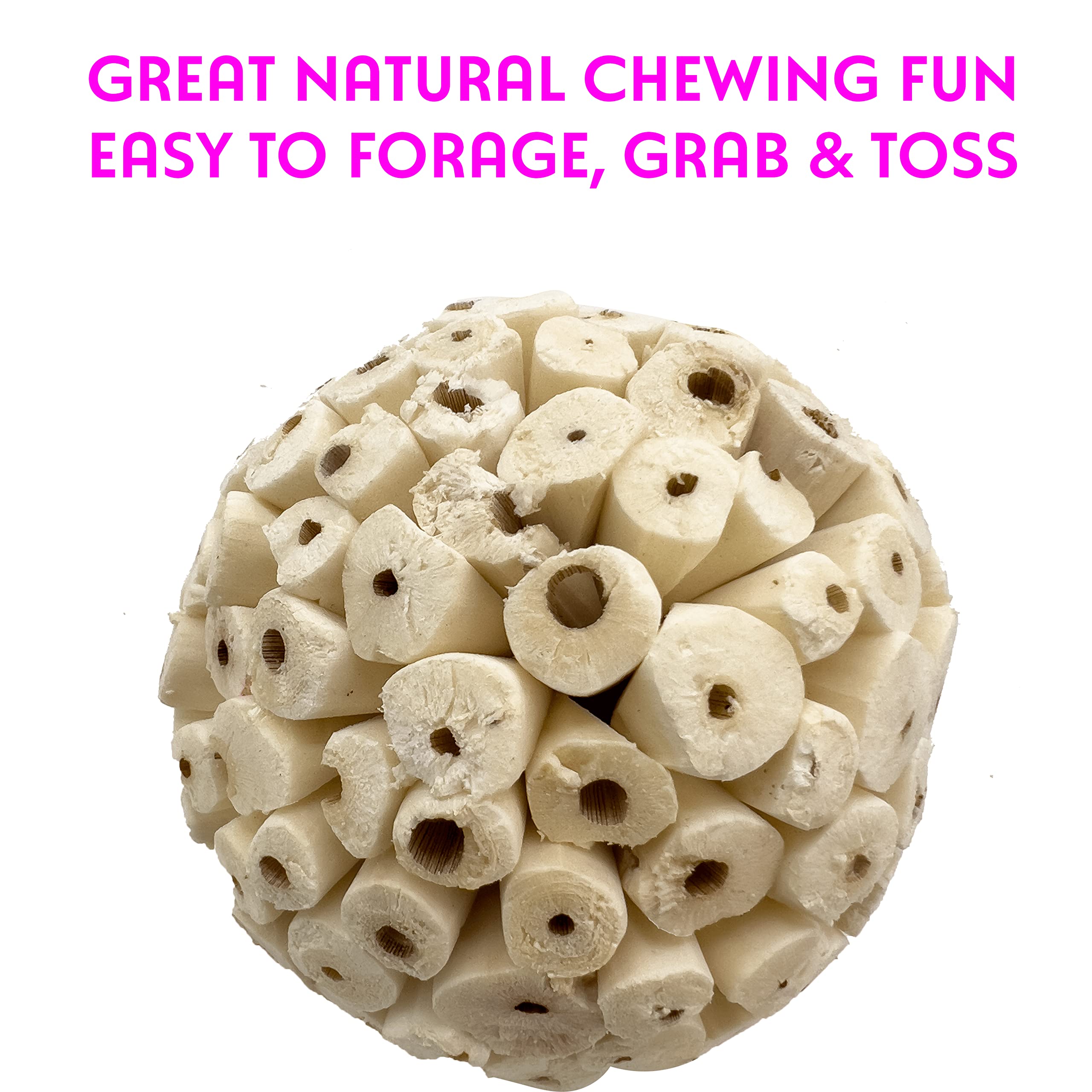 Mandarin Bird Toys 5101 Big Sola Bird Balls Pk3 By M&M - All Natural Air Dried Chewable Spheres, Lightweight Pithy Bird Safe Material, Great Fun For Beaks And Feet, Ideal For Medium Size Pet Birds