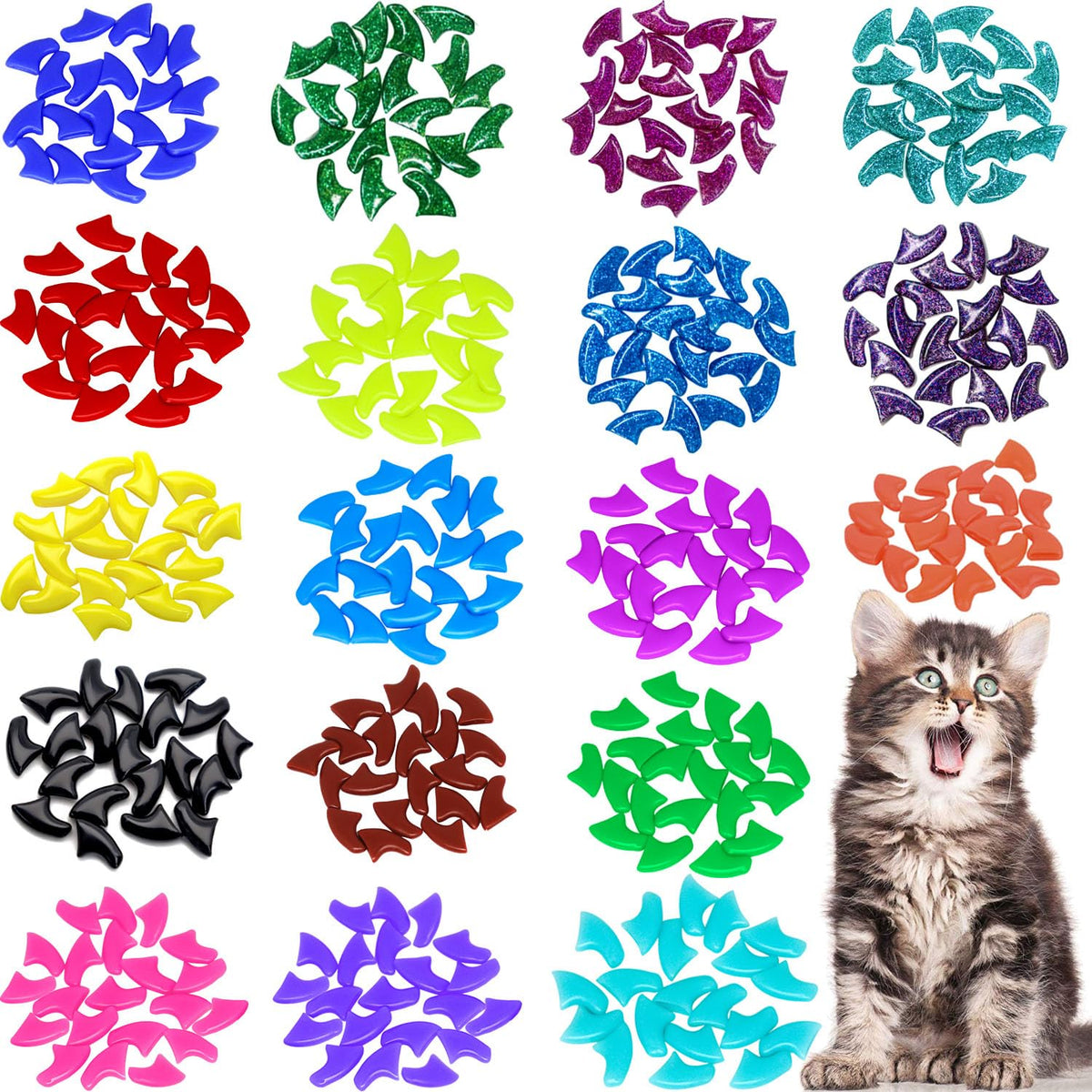 Victhy 120Pcs Cat Nail Caps | Cat Nail Covers | Cat Claw Caps With Adhesives And Applicators (Large)