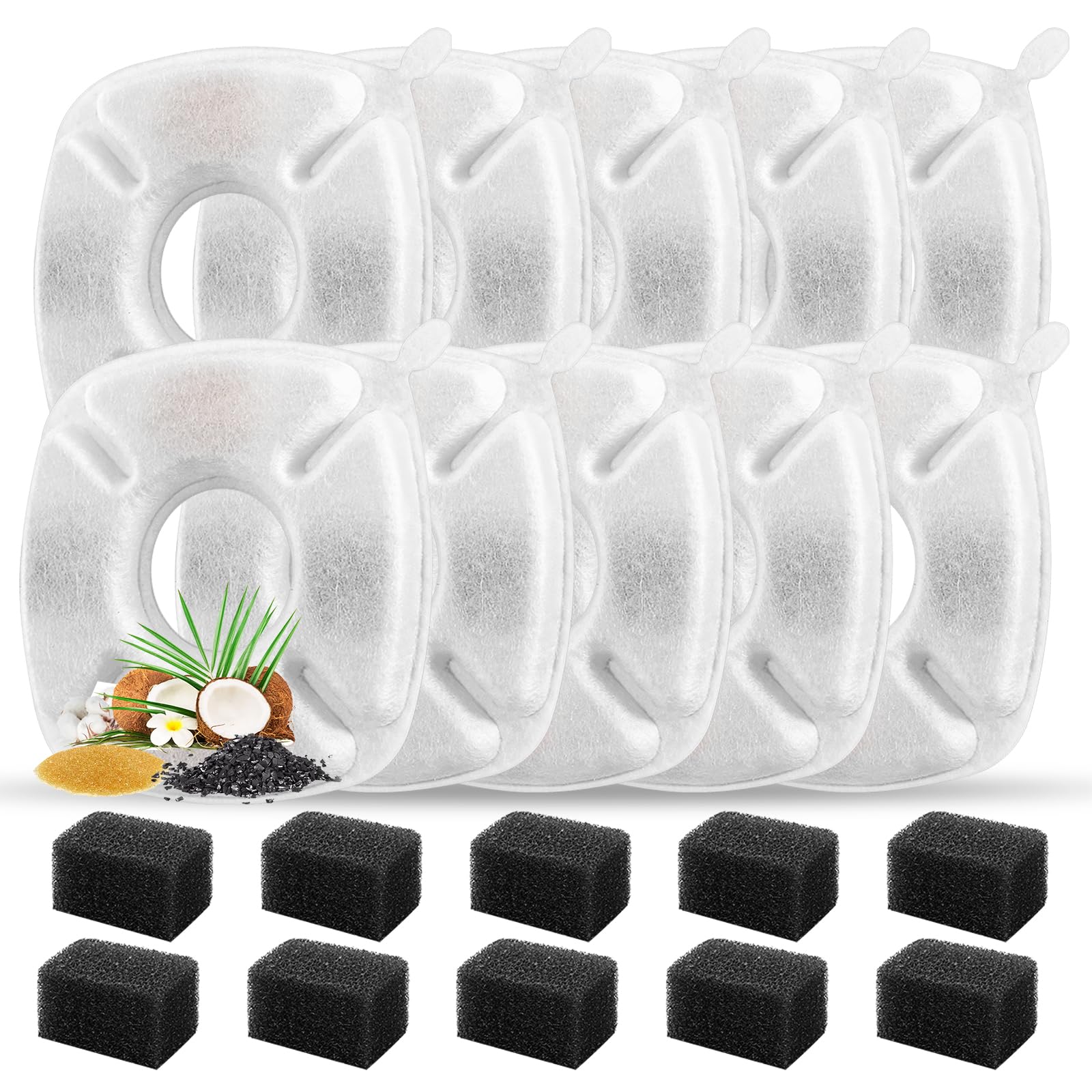 20 Pcs Cat Water Fountain Replacement Filters-10 Pack Water Fountain Filters 10 Pack Pre-Filter Sponges, Pet Fountain Replacemen