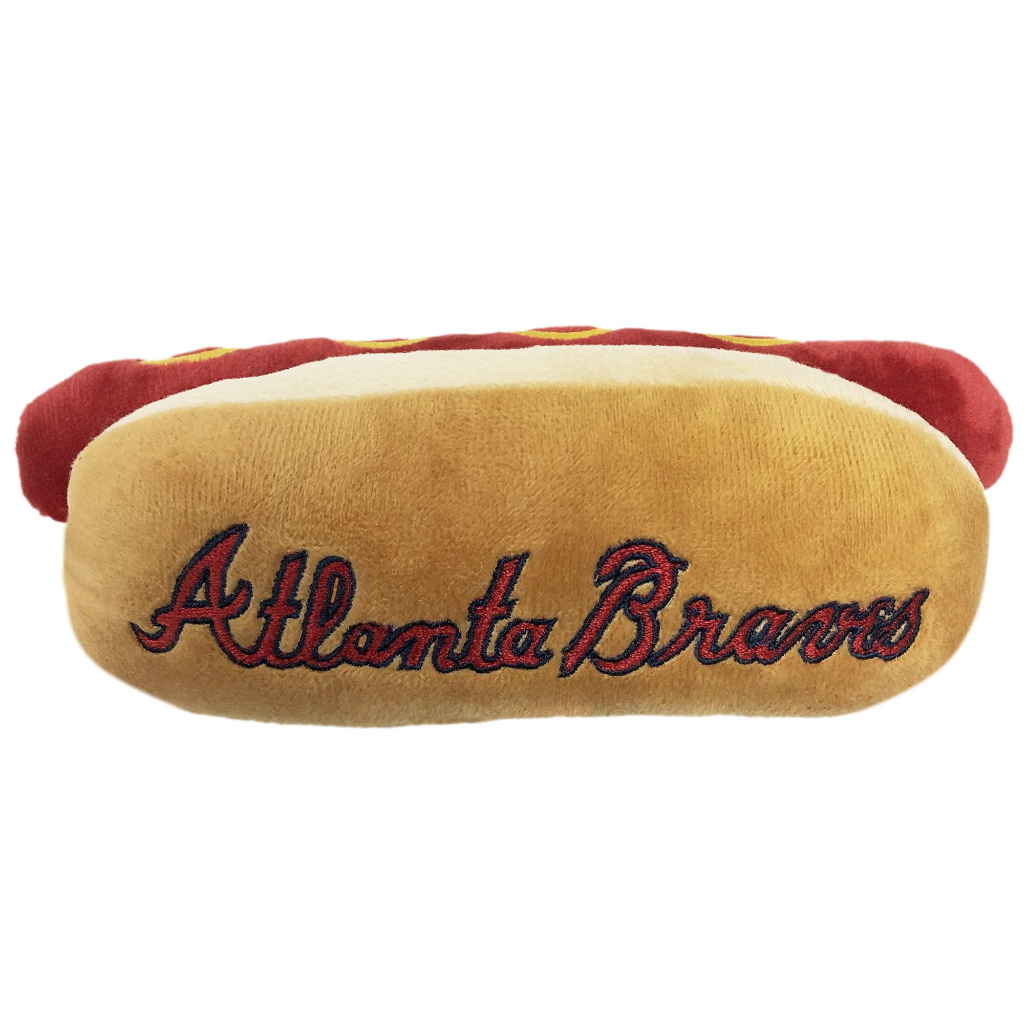 Mlb Atlanta Braves Plush Dog Toys - Stadium Theme Snacks - Cutest Plush Hot-Dog Toy For Dogs & Cats With Inner Squeaker & Premiu