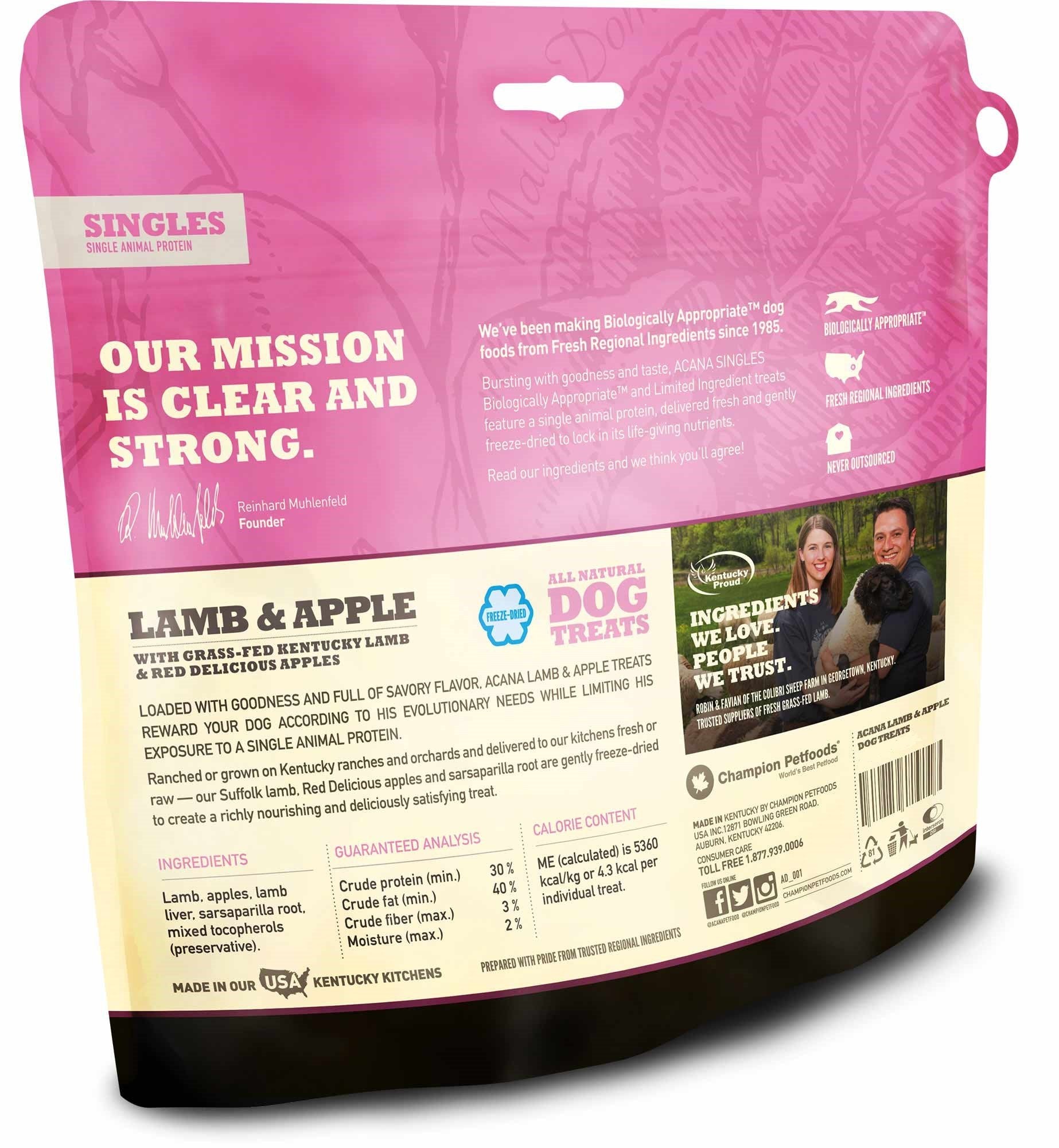ACANA Singles Dog Treats - Lamb & Apple, 3.25oz (3 Pack), Grain-Free, Natural Ingredients