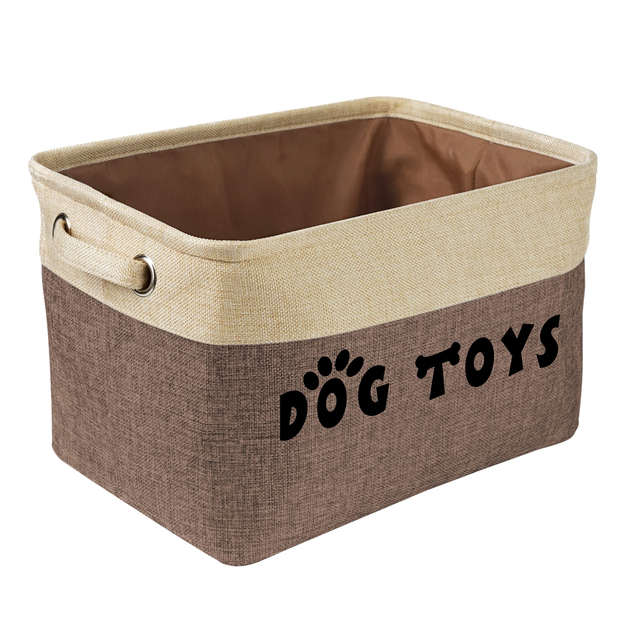 PET ARTIST Dog Toy Basket, Collapsible Dog Toy Bin Box with Comfortable Handles, Large Pet Toy Storage Organizer for Accessories