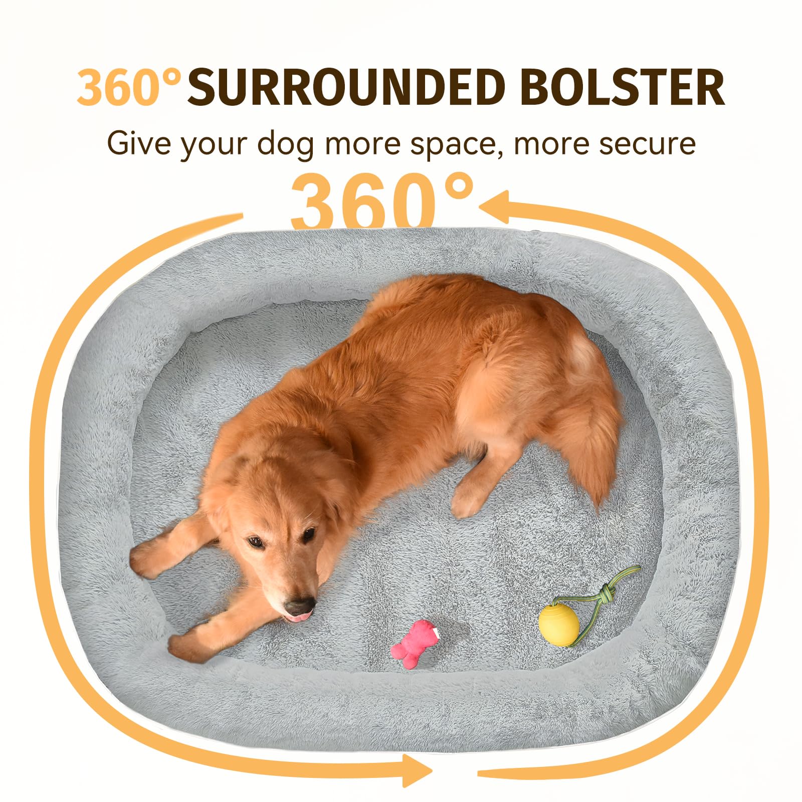 Orthopedic Waterproof Large Dog Bed: Memory Foam Washable Dog Bed With Bolsters - Xl Removable Washable Cover For Medium Large S