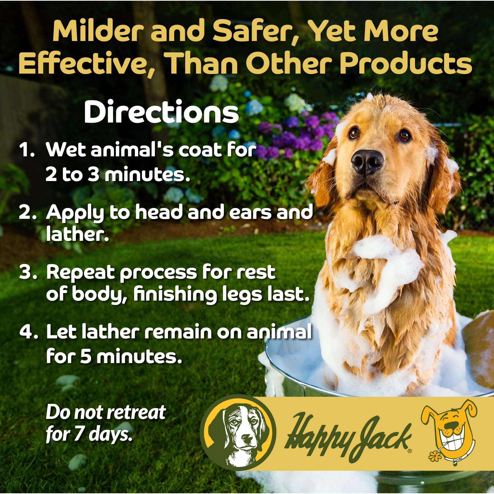 HAPPY JACK Flea & Tick Shampoo for Dogs & Cats, 8 oz - Effective Flea and Tick Prevention