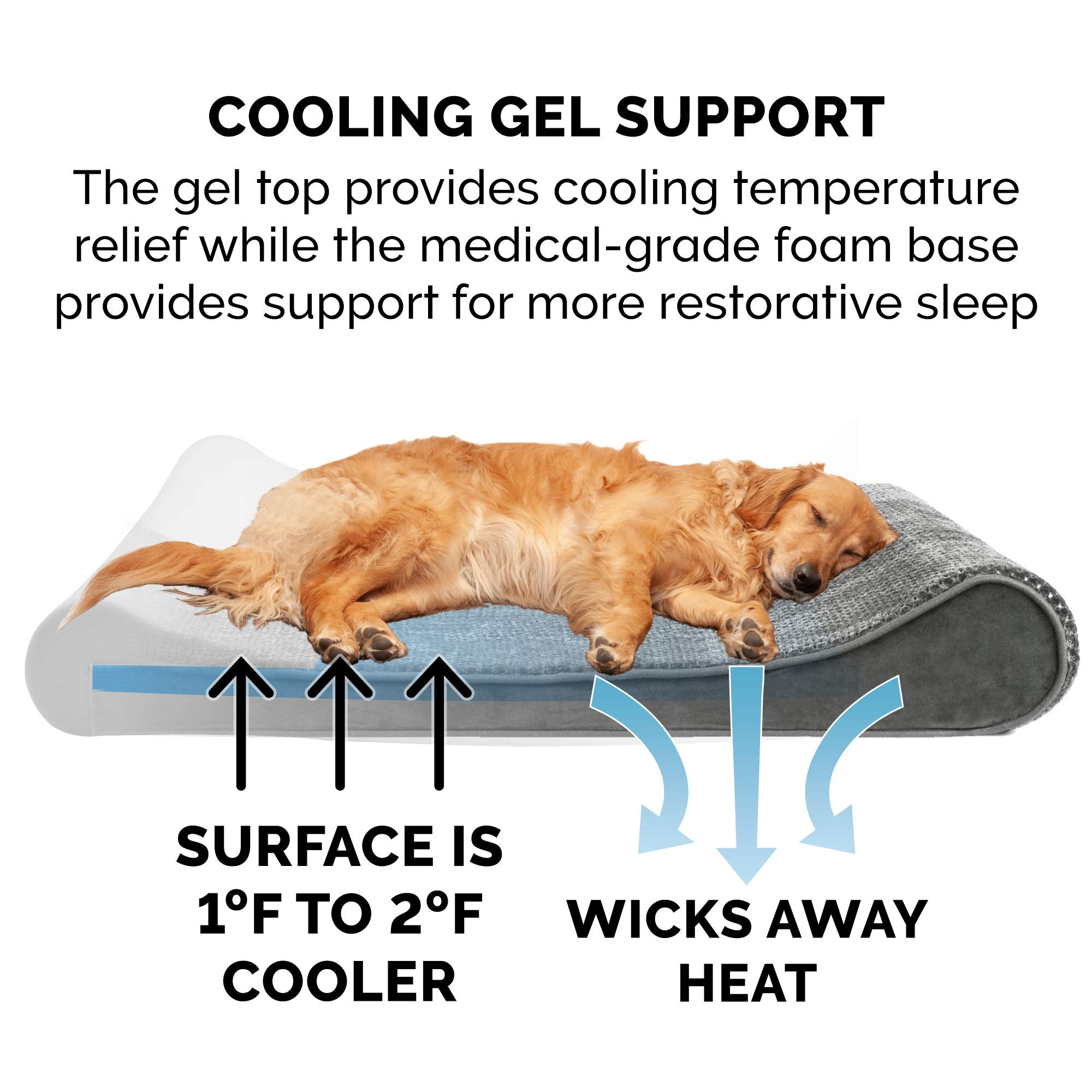 Furhaven Cooling Gel Dog Bed for Large Dogs w/ Removable Washable Cover, For Dogs Up to 150 lbs - Minky Plush & Velvet Luxe Loun