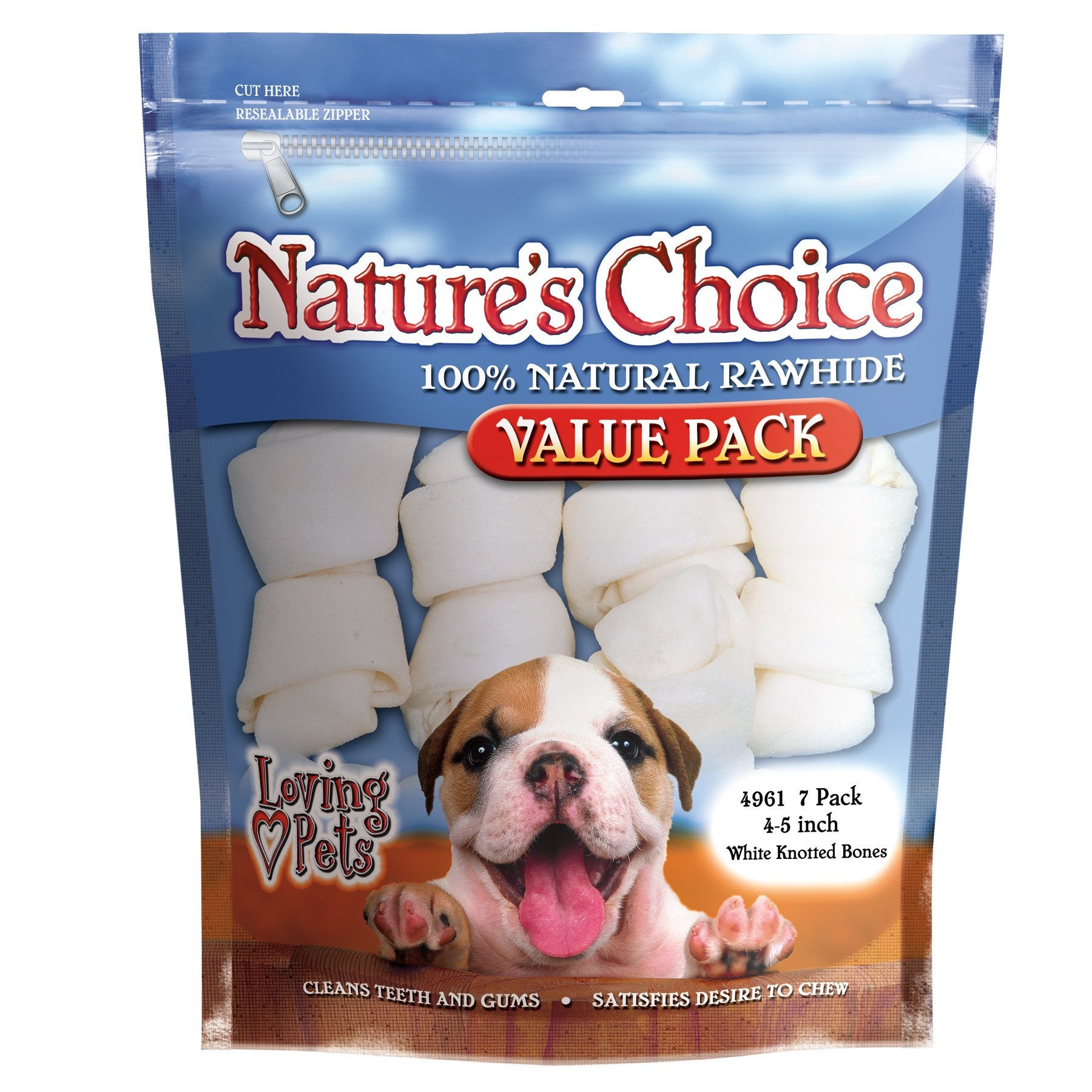 Loving Pets Natures Choice White Knotted Rawhide Bones for Dogs, 4-5 (for dogs 10-20 lbs)