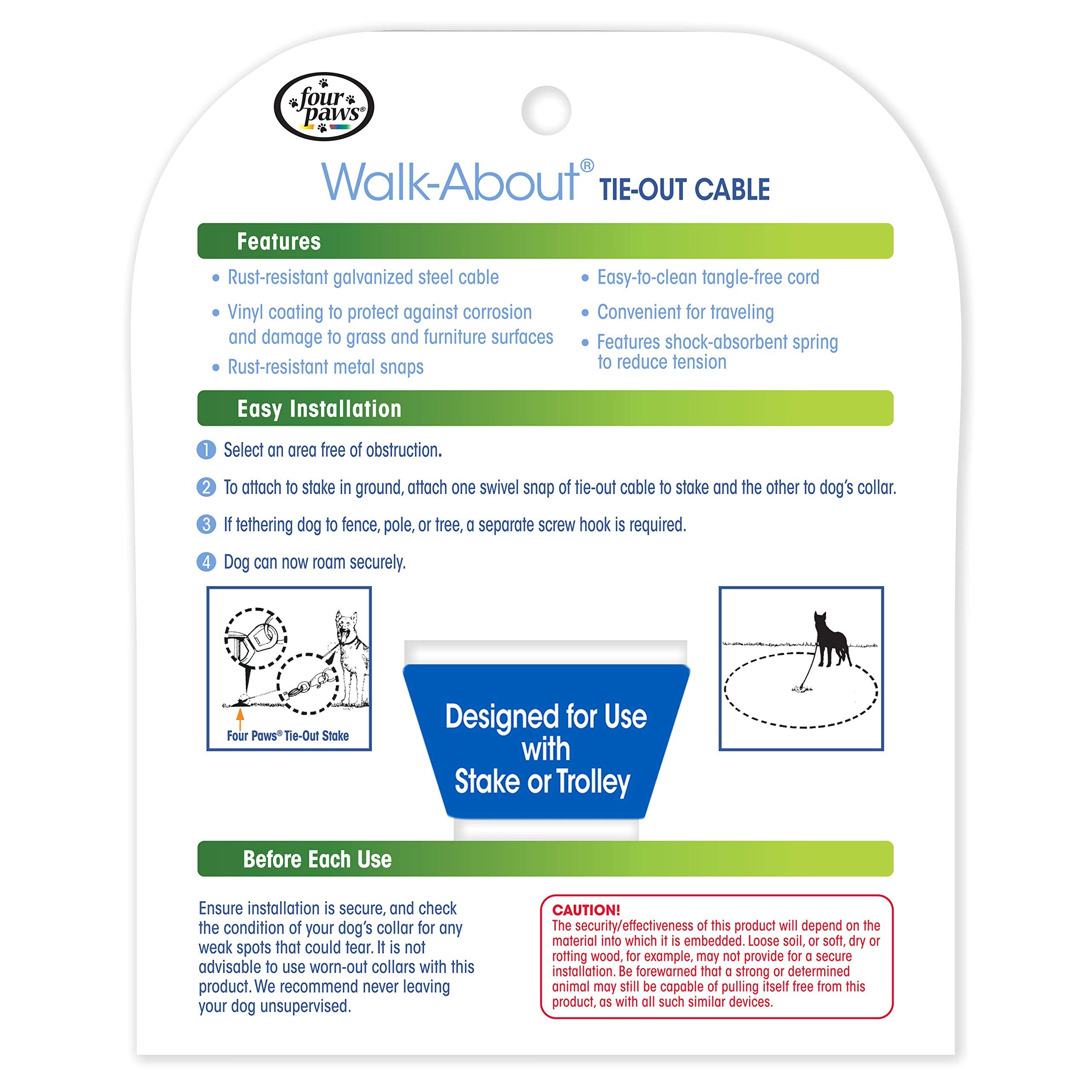 Four Paws Medium Weight Dog Tie Out Cable