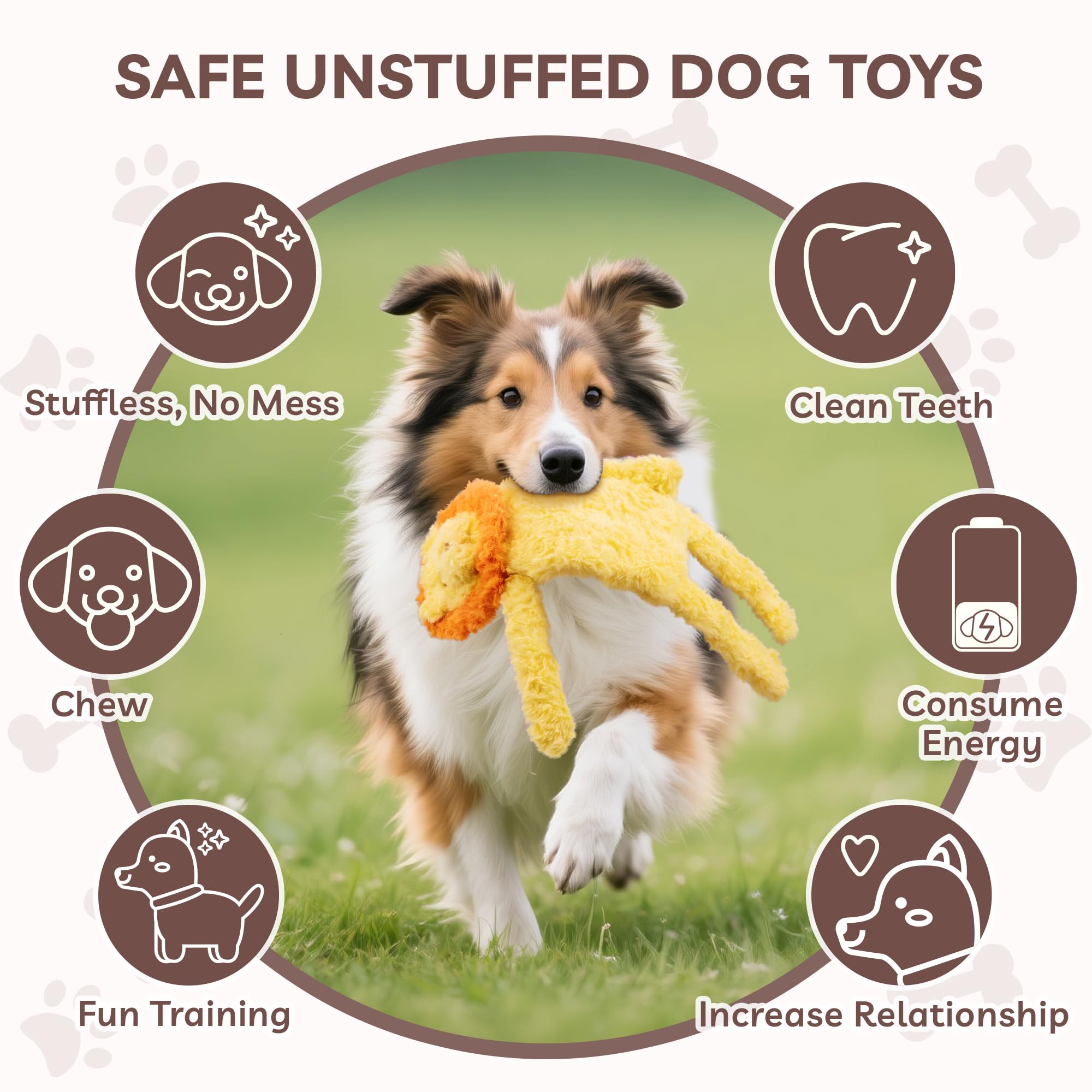 SHARLOVY No Stuffing Dog Toys 5 Pack, Crinkle Interactive Dogs Toy for Boredom, Puppy Toys for Teething to Keep Them Busy, Cute