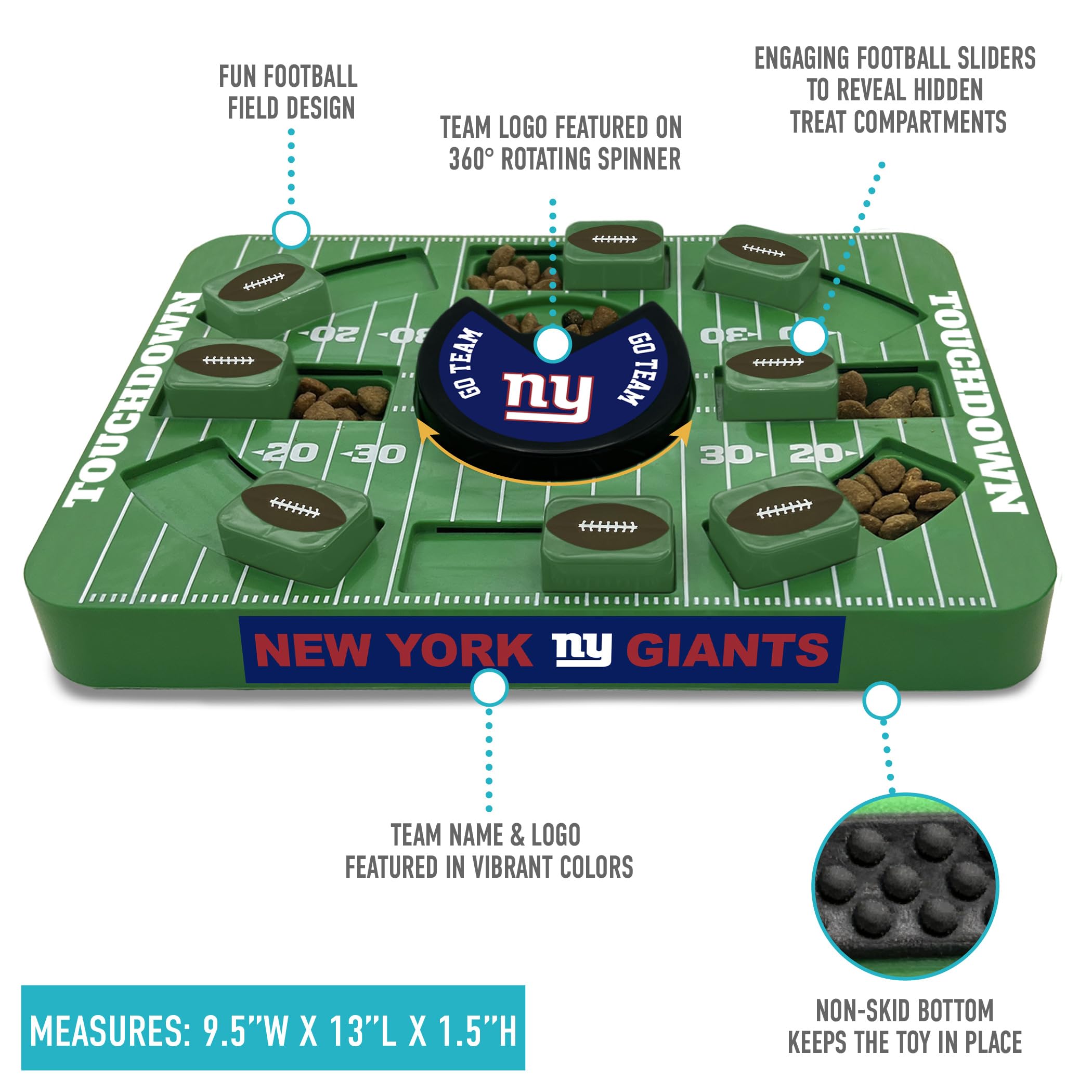 Pets First Nfl New York Giants Large Puzzle Toy - Interactive Dog Treat & Slow Feeding Toy