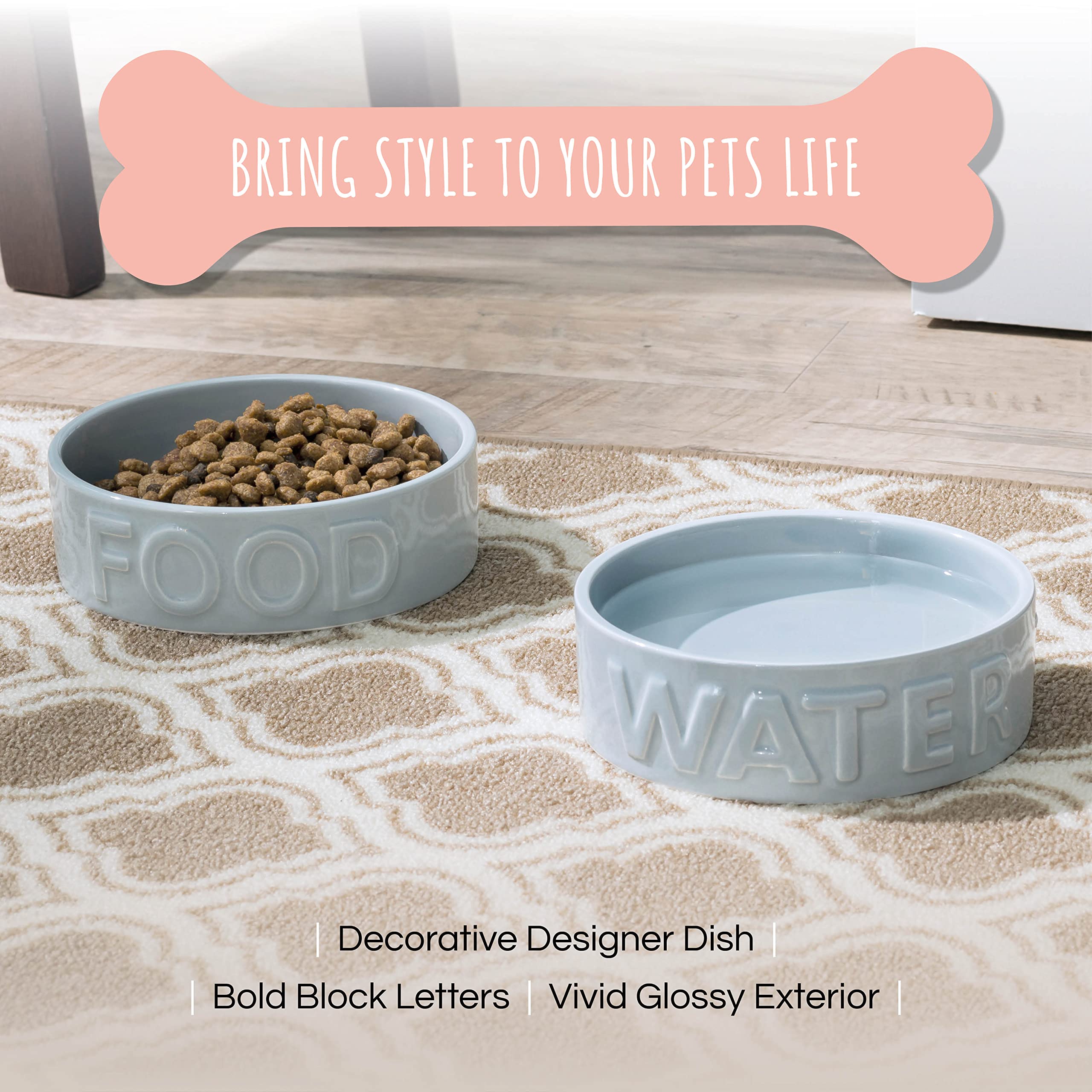 Park Life Designs Pet Bowl | Classic Water (Small, Grey)