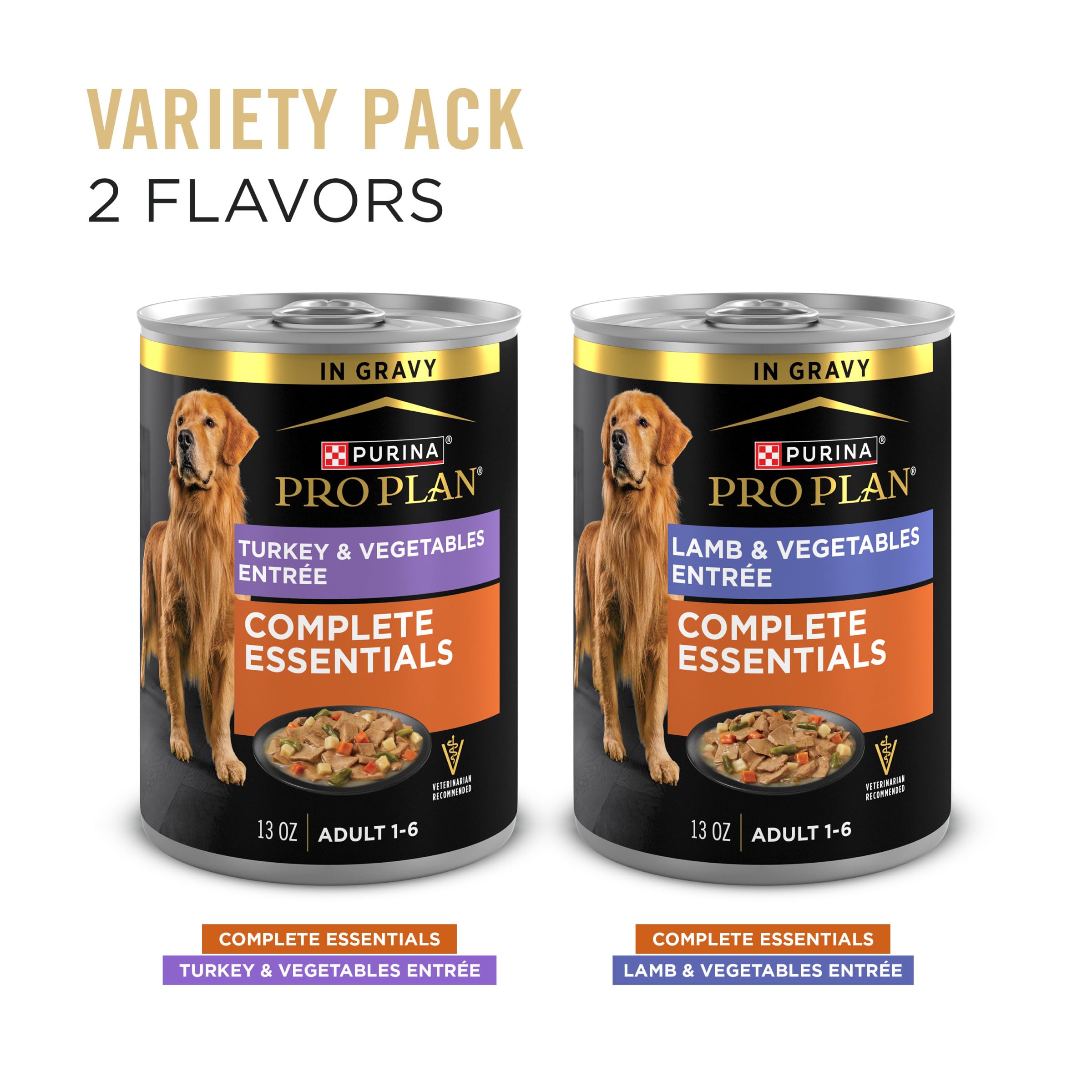 Purina Pro Plan Wet Dog Food Variety Pack - Lamb & Turkey in Gravy, 13 oz Cans (Pack of 12)