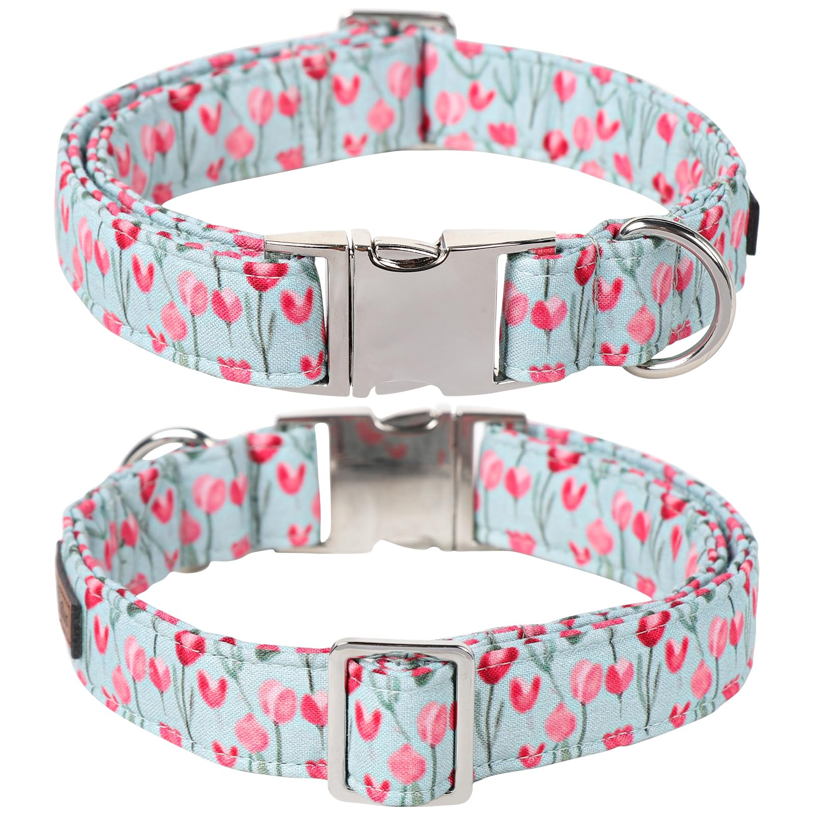 Lionet Paws Design Dogs Collar Cute Adjustable Flower Dog Collars For Girl Female Small Medium Dogs With Tulips M