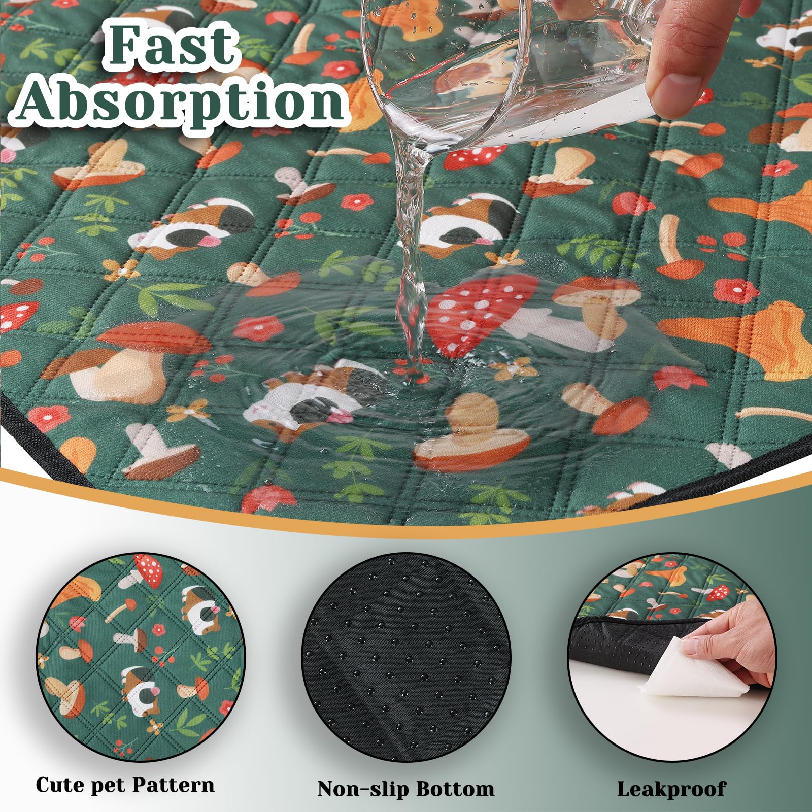 Mechpia 2 Pack Guinea Pig Cage Liners - Washable 47''X24'' Bedding Pee Pad, Super Absorbent, Waterproof & Anti-Slip Reusable Mat