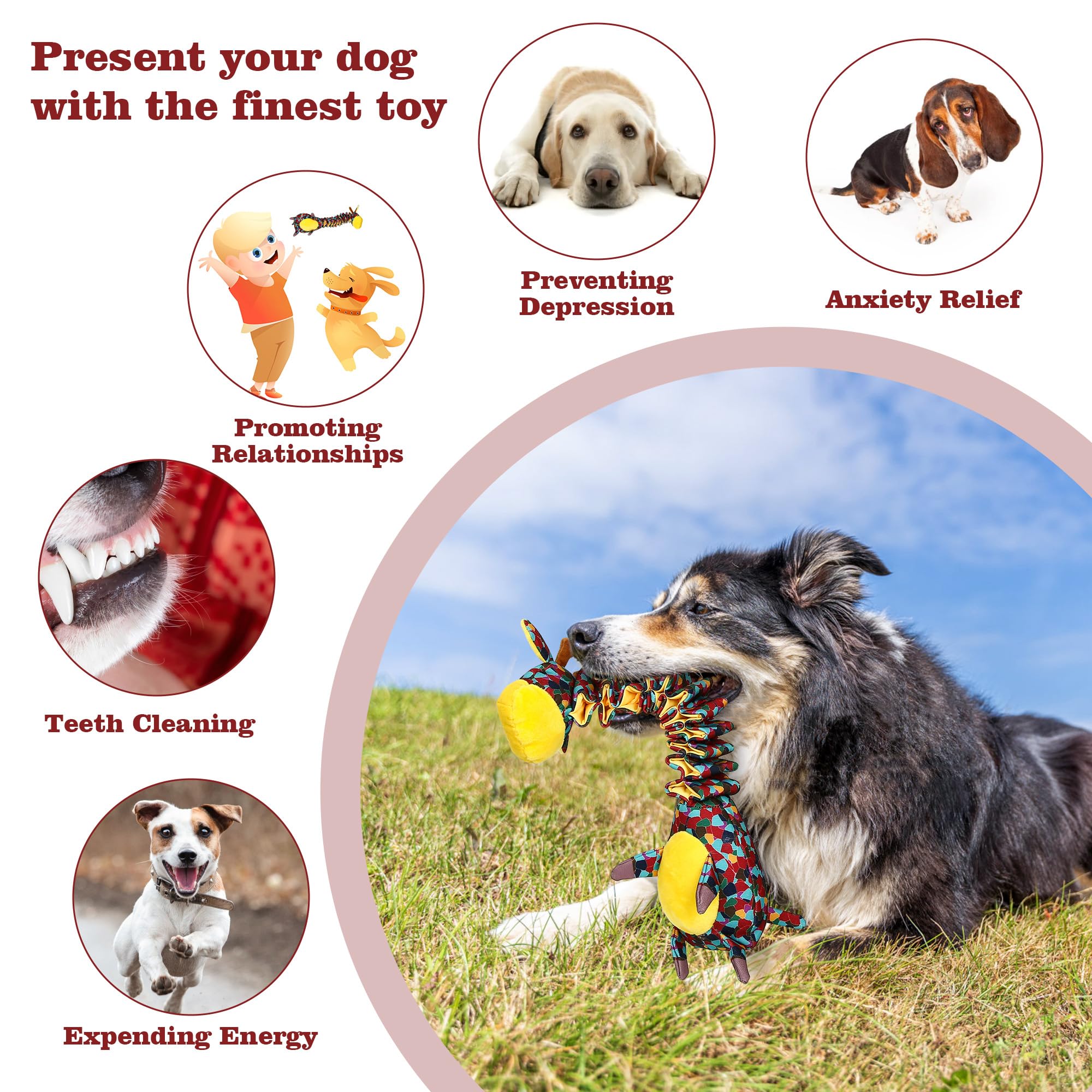 Tough Indestructible Dog Toys For Aggressive Chewers, Durable Dog Chew Toys For Large Breeds With Cotton Material & Crinkle Pape