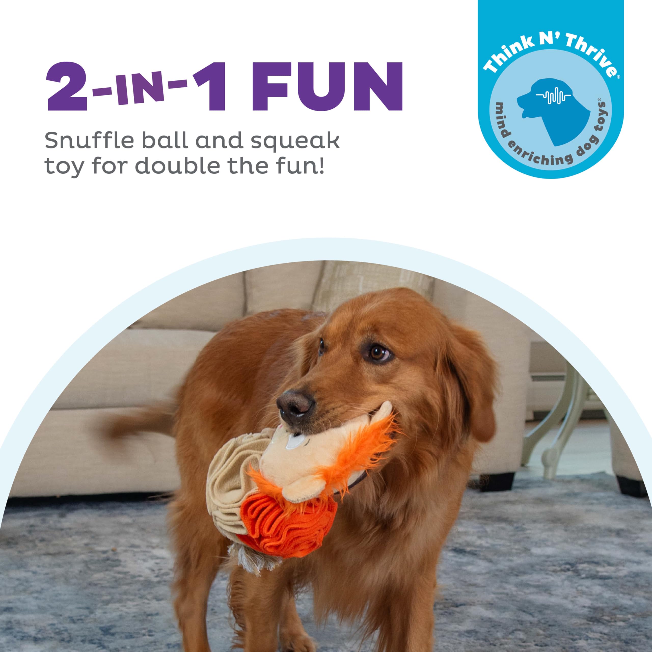 Outward Hound By Nina Ottosson Stuff N' Snuffle Plush Snuffle Ball Dog Puzzle, Lion, Multicolored
