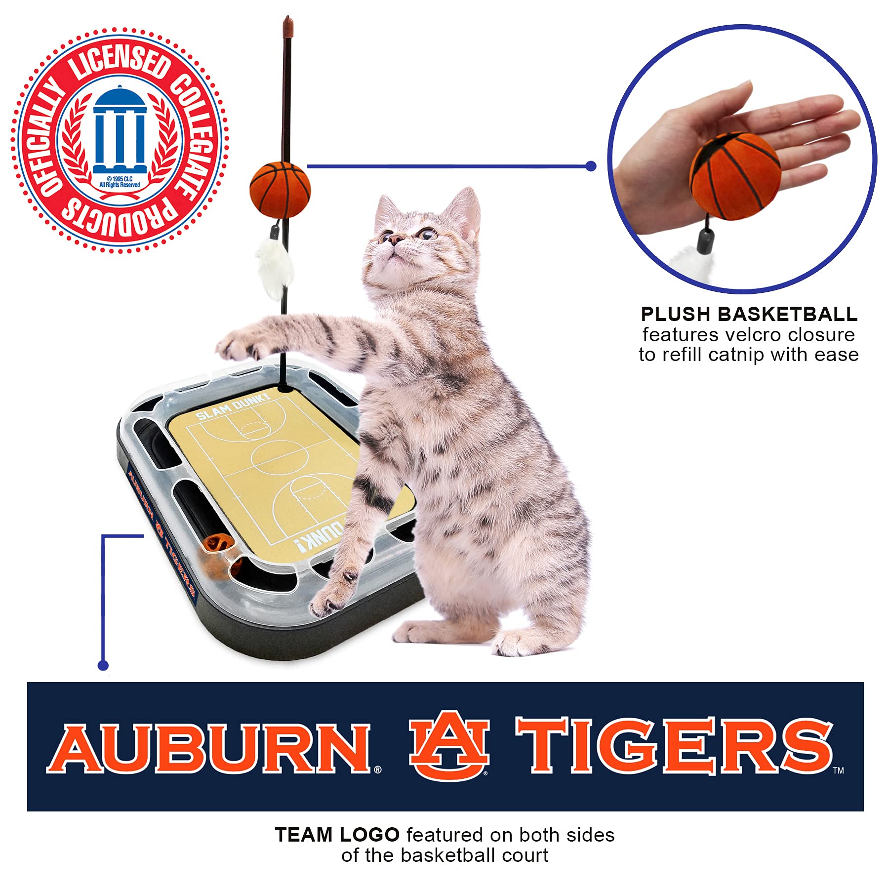 Cat Scratcher Ncaa Auburn Tigers Basketball Court Cat Scratcher Toy With Catnip Filled Plush Basketball Toy & Feather Cat Toy Ha