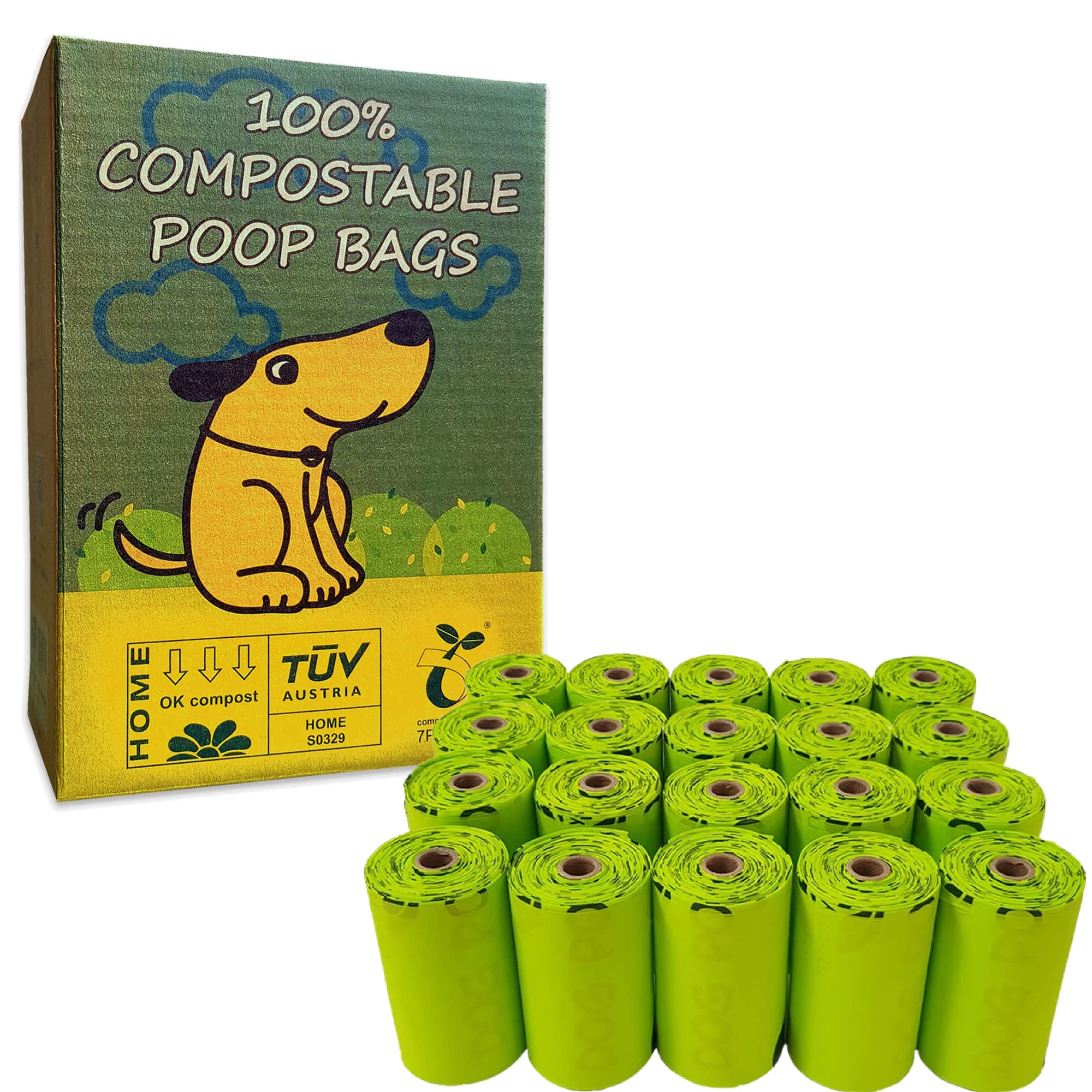Moonygreen Dog Poop Bag, Compostable Dog Poop Bags Bulk, Vegetable-Based Eco-Friendly Pet Waste Bags, Unscented, Extra Thick, Leak Proof, Size 9 X 13 Inches, Refills 240 Counts