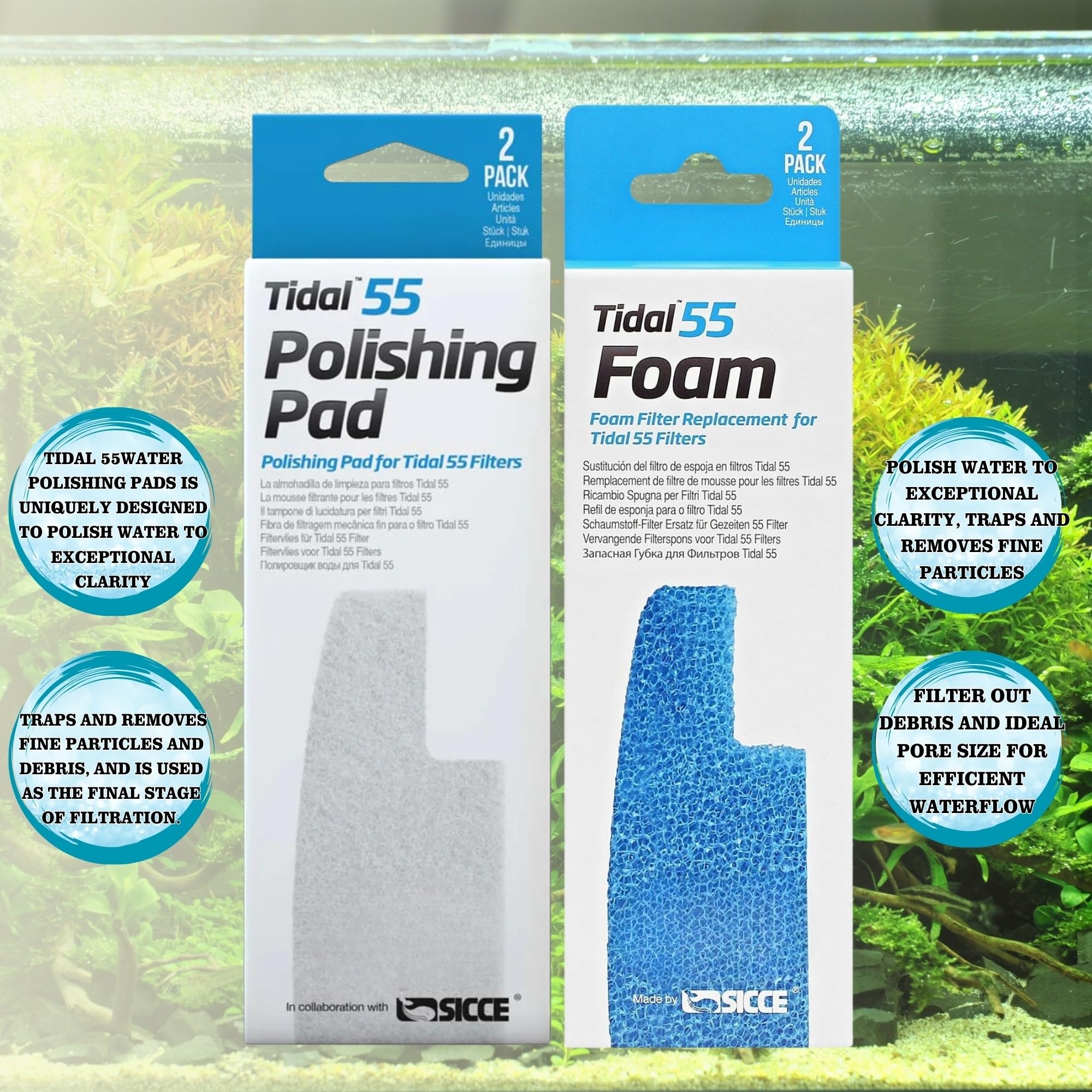 GOKUL BRANDS Tidal 55 Filter Maintenance Kit - Includes Polishing Pads, Foam Filter Sponge, Bio Media, Model ST-55