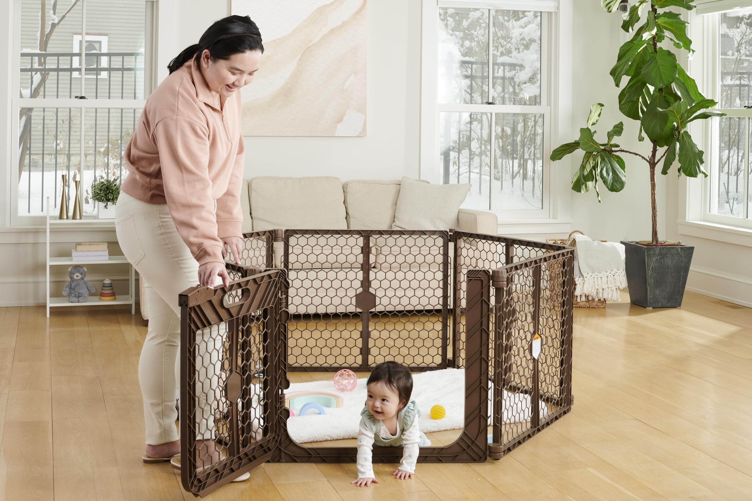 Regalo Plastic 192-Inch Super Wide Adjustable Baby Gate and Play Yard with Door, Award Winning Brand, 2-in-1, Bonus Kit, Include