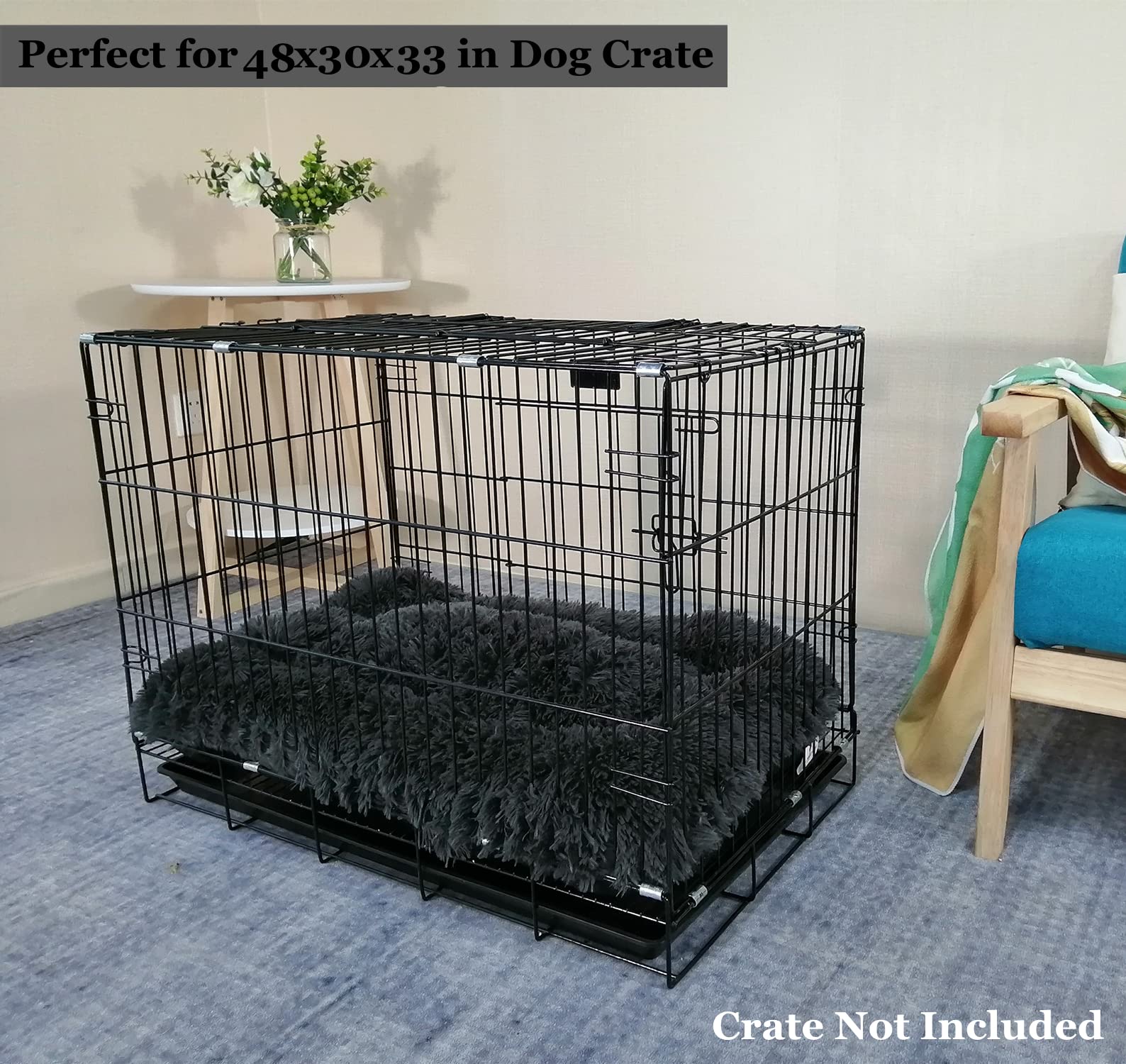 Coohom Deluxe Plush Dog Bed Pet Cushion Crate Mat,Fulffy Comfy Kennel Anti-Slip Washable Pad For Medium Large X-Large Dogs(Xx-La