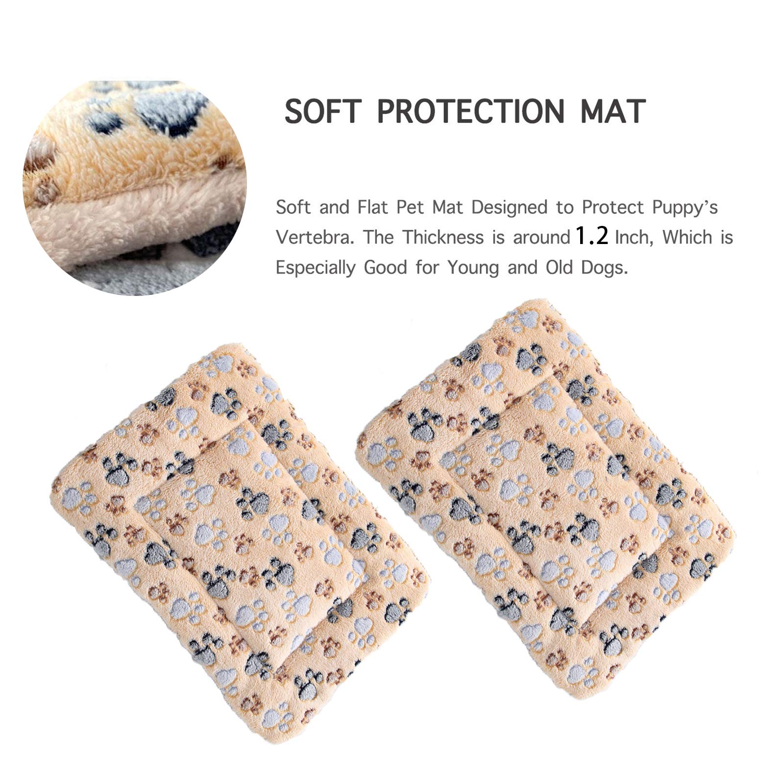 2 Pcs Pet Bed Mats. Ultra Soft Pet (Dog/Cat) Bed With Cute Prints. Reversible Faux Lambswool Kennel Pad For Medium Small Dogs And Cats. Machine Washable Pet Bed.