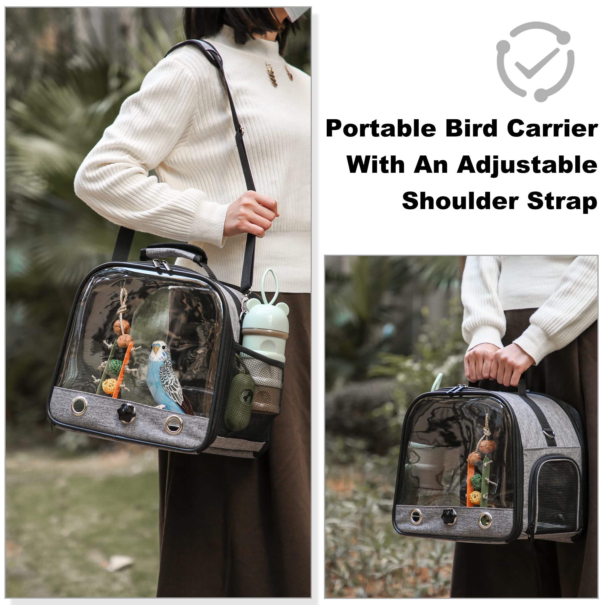 SUERTREE Bird carrier Bag Bird Travel cage with Stand, Small Bird carrier for Parrot, Portable Bird carrier Travel Bag, Pet Tran