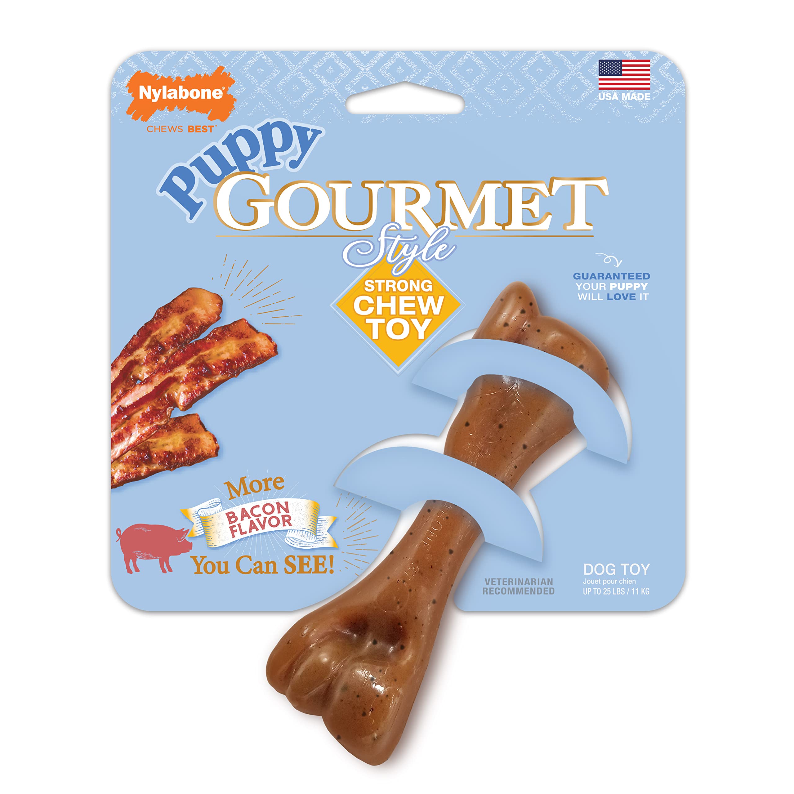 Nylabone Puppy Gourmet Style Strong Chew Toy Bacon Small/Regular (1 Count)