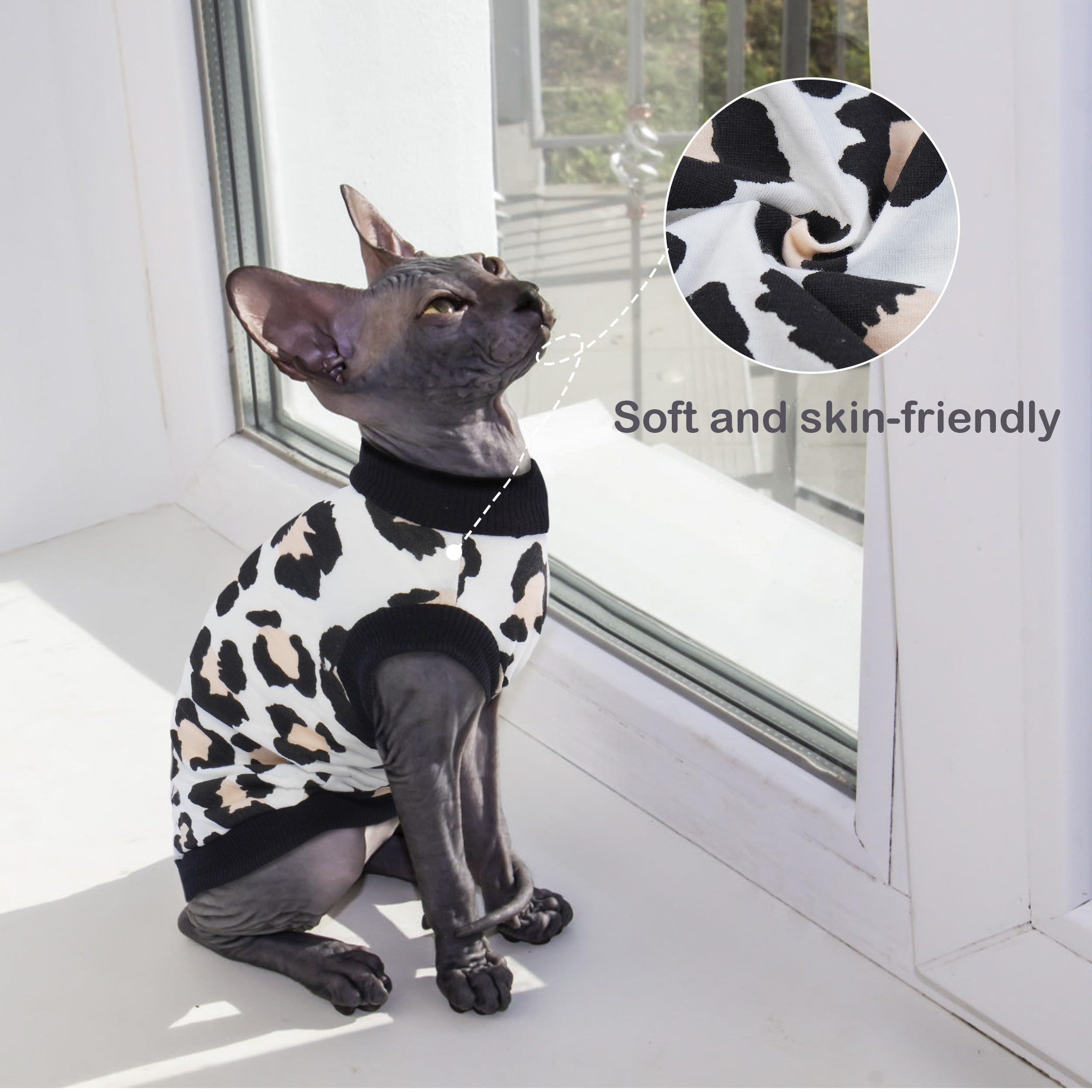 Pumyporeity Sphynx Cat Clothes - Stretchy Sweater, Soft Shirt, Pullover Pajamas, Turtleneck For Sphynx, Cornish Rex, Devon Rex -