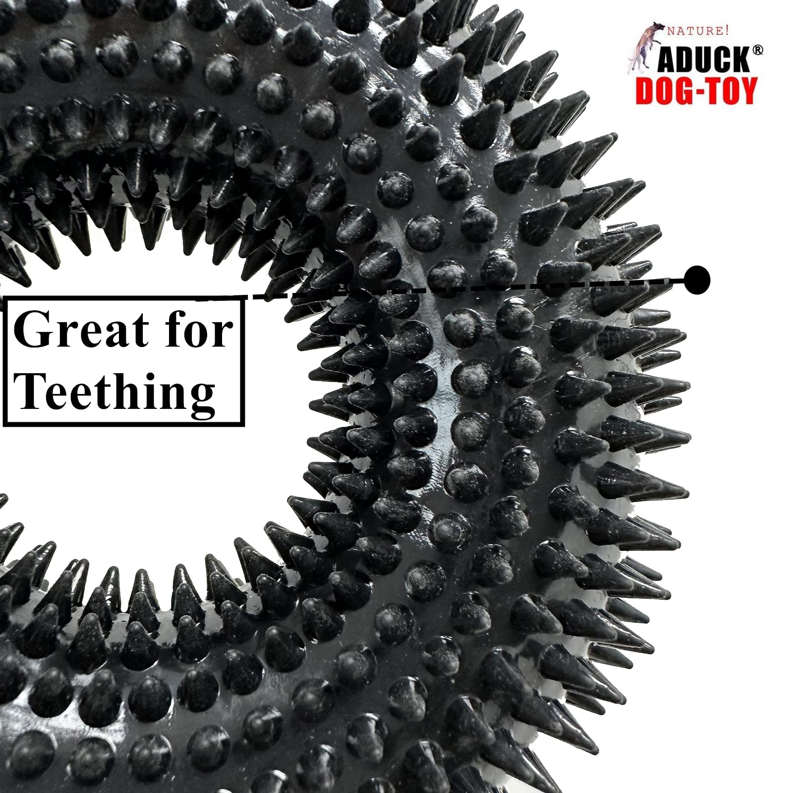 Aduck Dog Squeaky Chew Toys For Aggressive Chewers Dental Teething Cleaning (Non-Toxic Soft Natural Rubber), Cute Crystal Ring Design -4.92 Inches (Black)