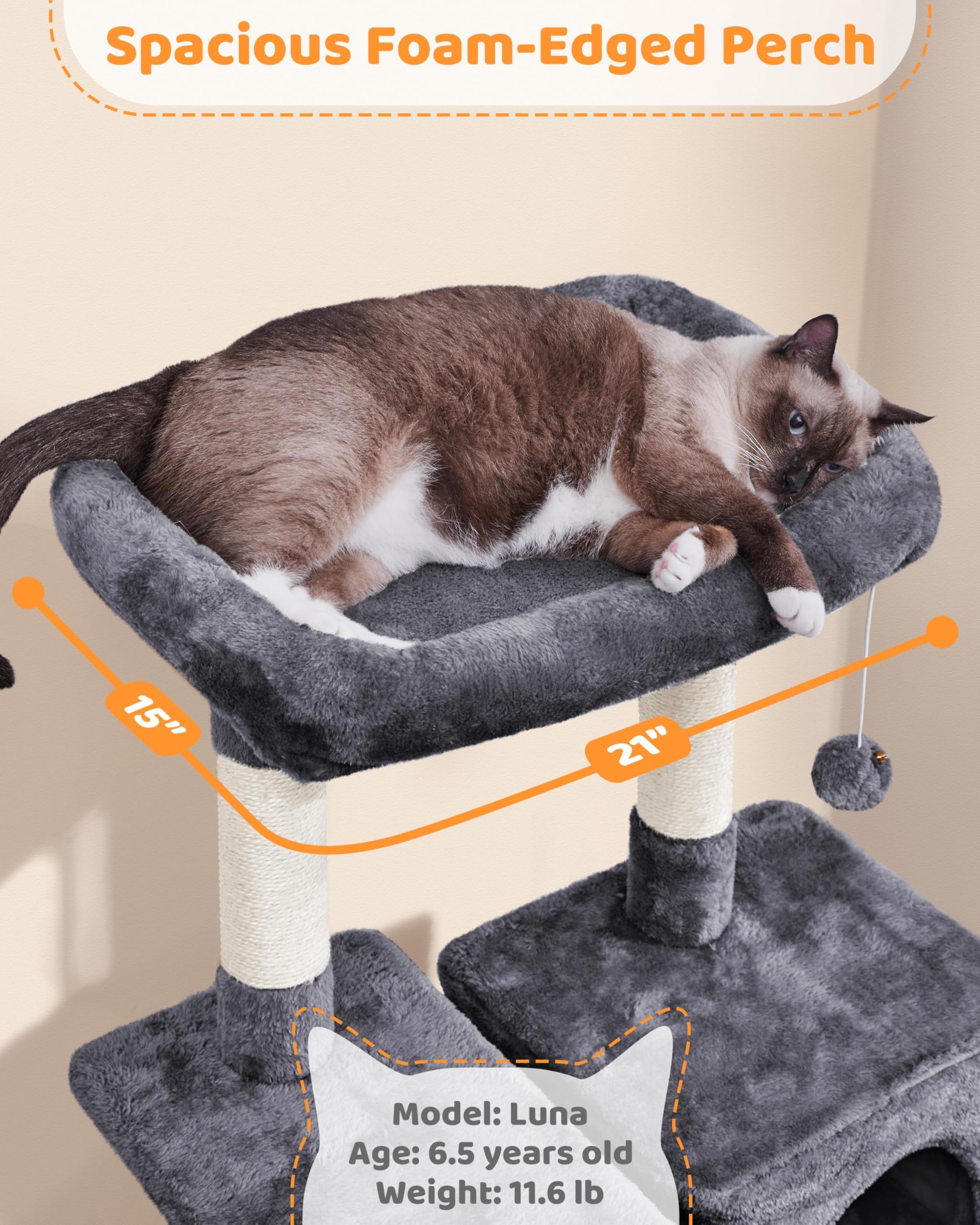 Yaheetech Large Multi-Level Cat Tree, 63 Inches Tall With Sisal-Covered Scratching Posts, Condo, Hammock, Dangling Ball, And Ext