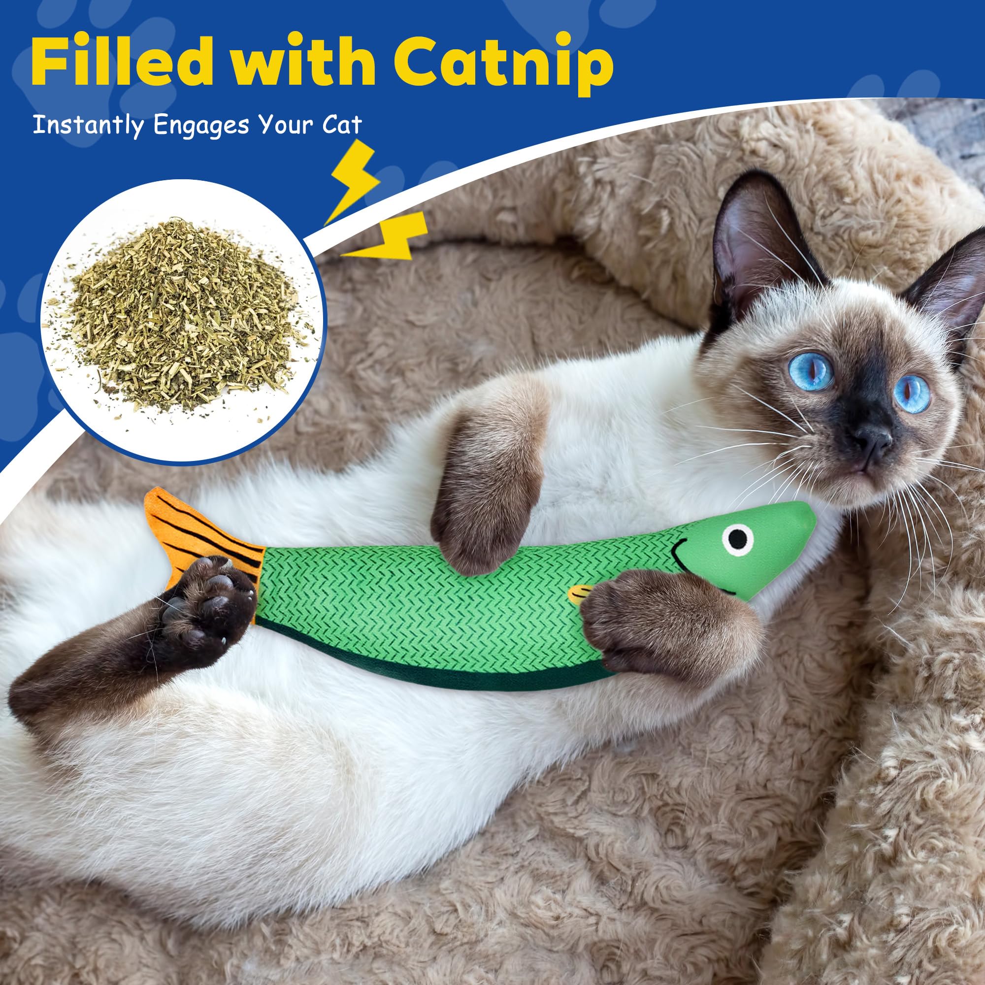 Petprana Cat Toys, 4-Pack Catnip Toys For Cats, Soft And Durable With Crinkle Sound, Interactive Kitten Toys For Indoor Cats, 9.