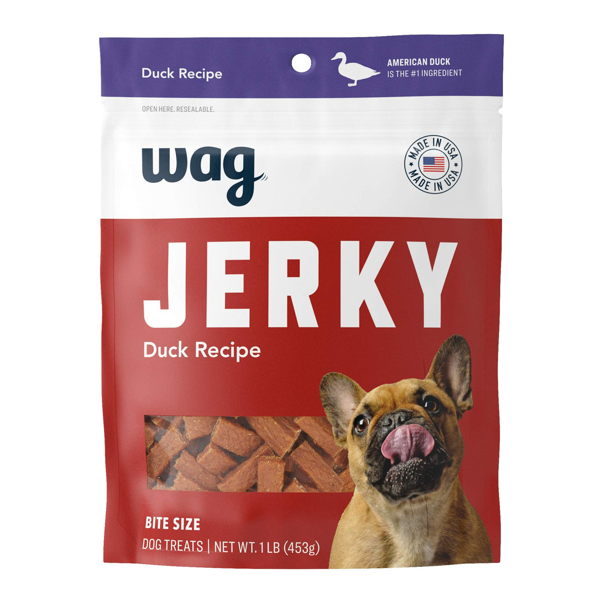 Amazon Brand - Wag Soft & Tender American Jerky Dog Treats - Duck Bites (1 Lb)