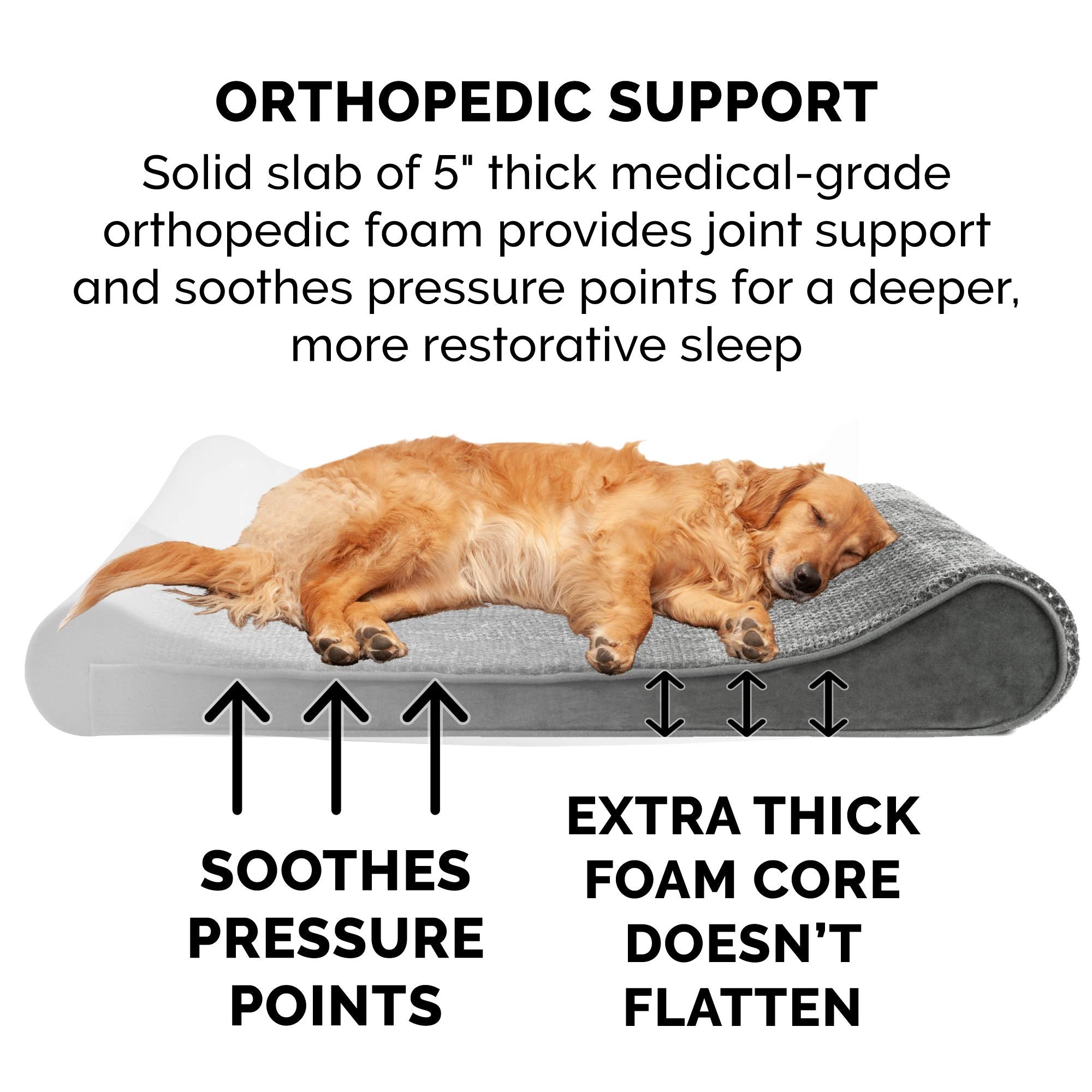 Furhaven Orthopedic Dog Bed For Large Dogs W/ Removable Washable Cover, For Dogs Up To 75 Lbs - Minky Plush & Velvet Luxe Lounge