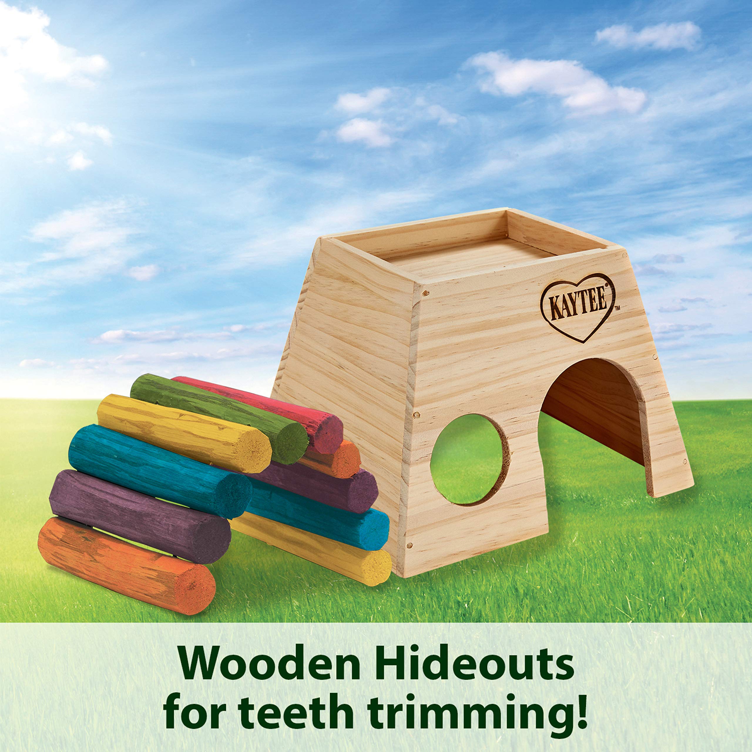 Kaytee Chinchilla Hut - Wooden Ceramic Hideout, 8"x6.25"x6.25", Model 100079175