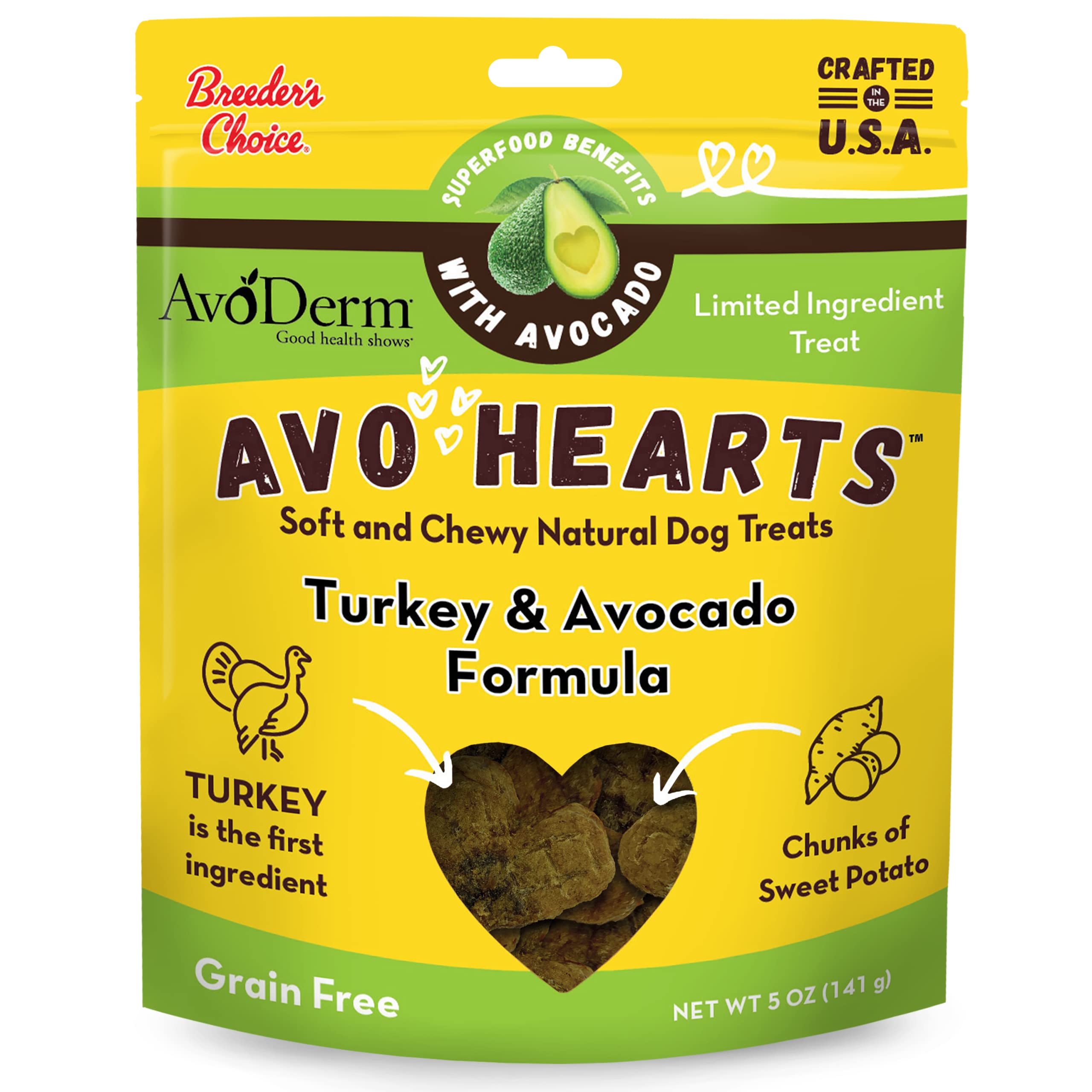 AvoDerm AvoHearts Turkey and Avocado Formula Dog Treats, 5oz Bag