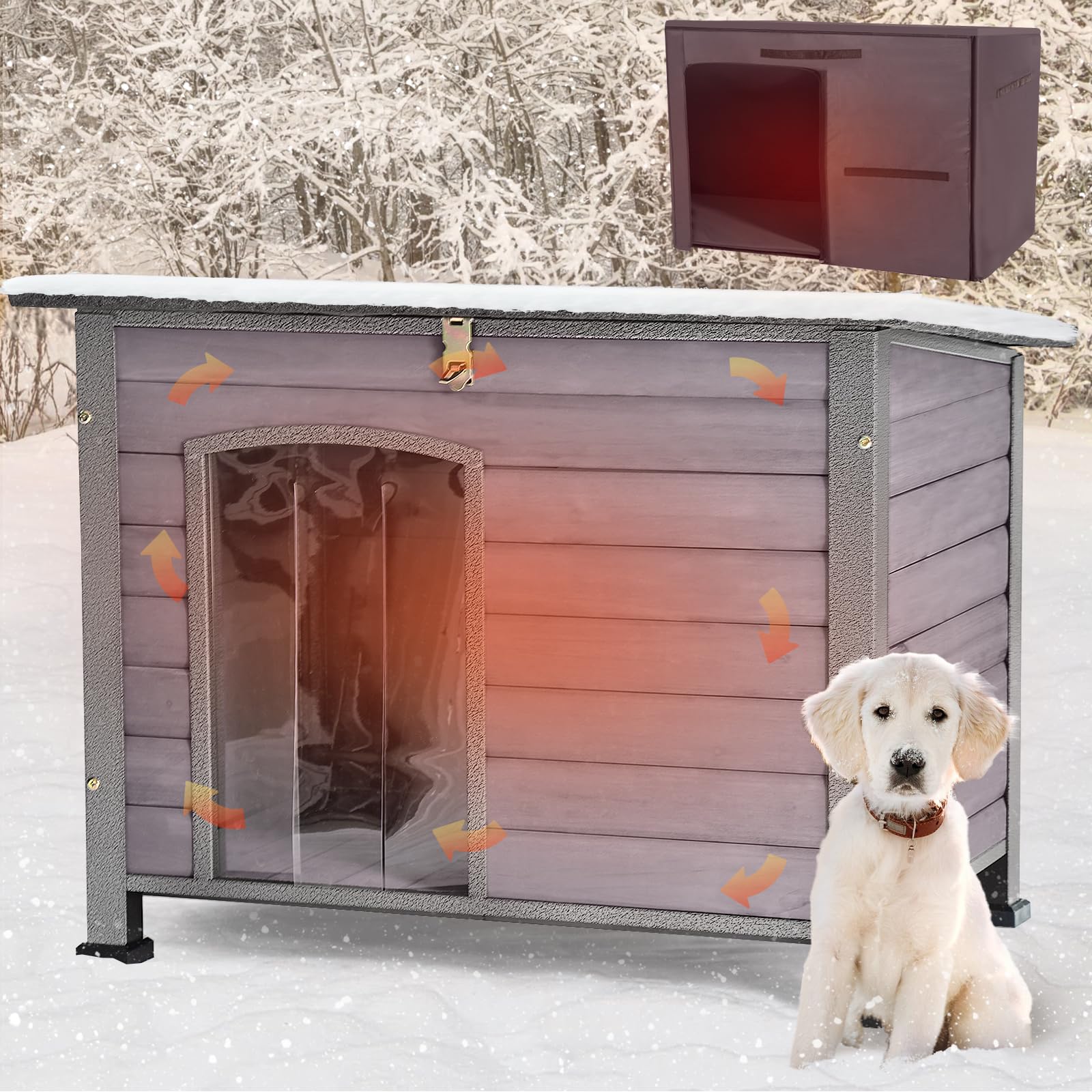 Outdoor Dog House Insulation Dog Kennle With Liner For Winter,Waterproof Dog Cage,Outside & Indoor Use