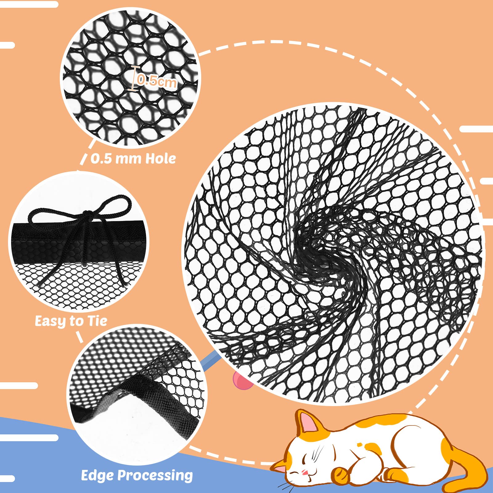 Cat Balcony Rail Net 5 X 0.8 Meter Anti Fall Netting Balcony Mesh Fence Net Child Safety Screen Protection Crib Mesh For Pets Baby (Black)