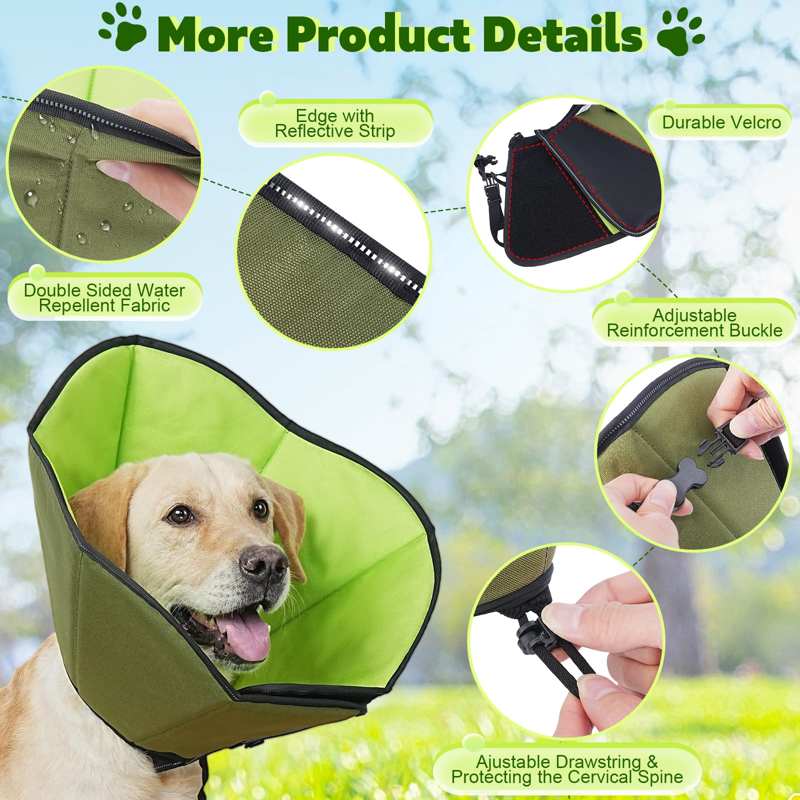 Soft Dog Cone After Surgery: Comfortable Dog Cones Collar for Stop Licking Biting - Adjustable Elizabethan Collar for Dogs fit f