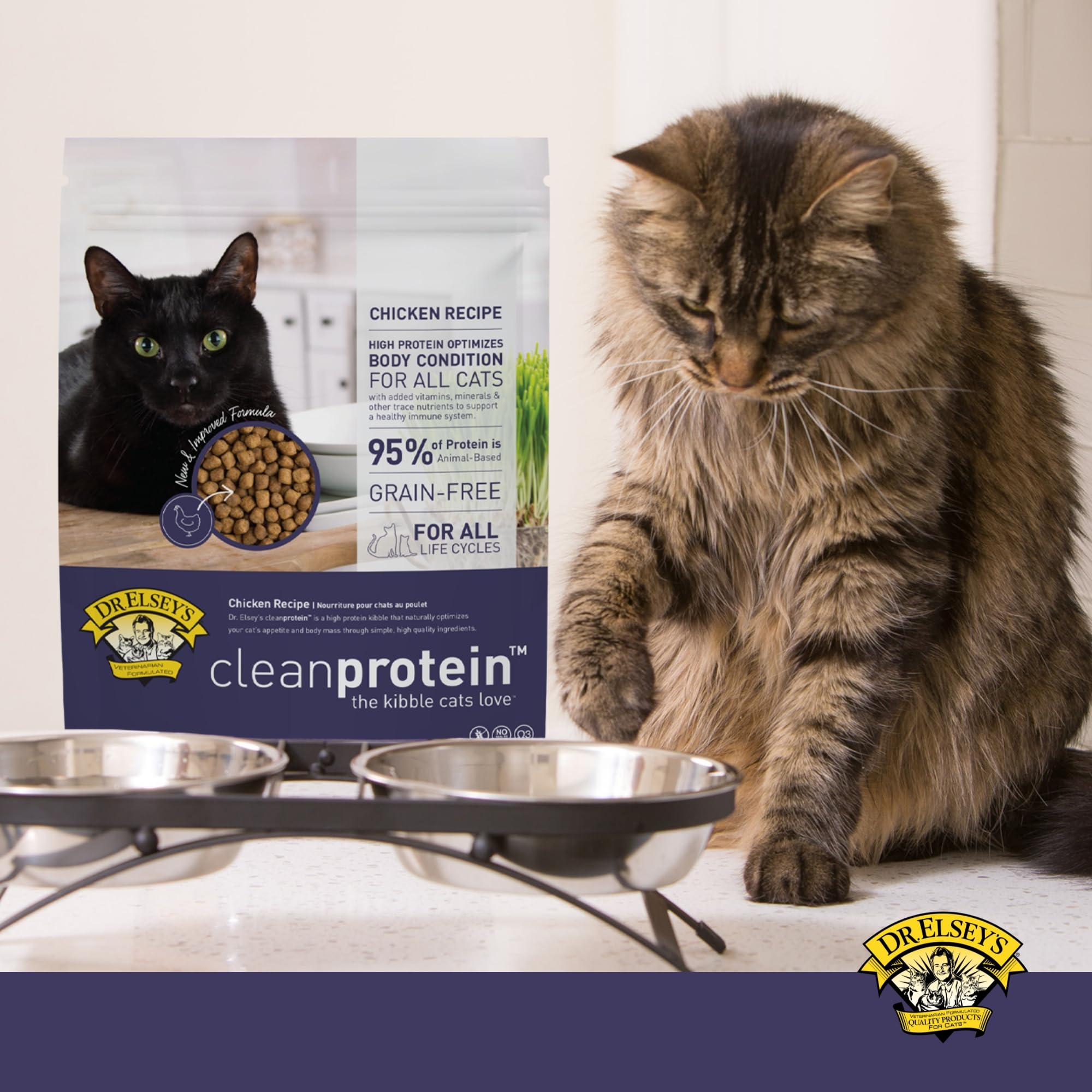 Dr. Elsey's Cleanprotein Chicken Cat Kibble, 2 lb Bag, Blue, Model 02200