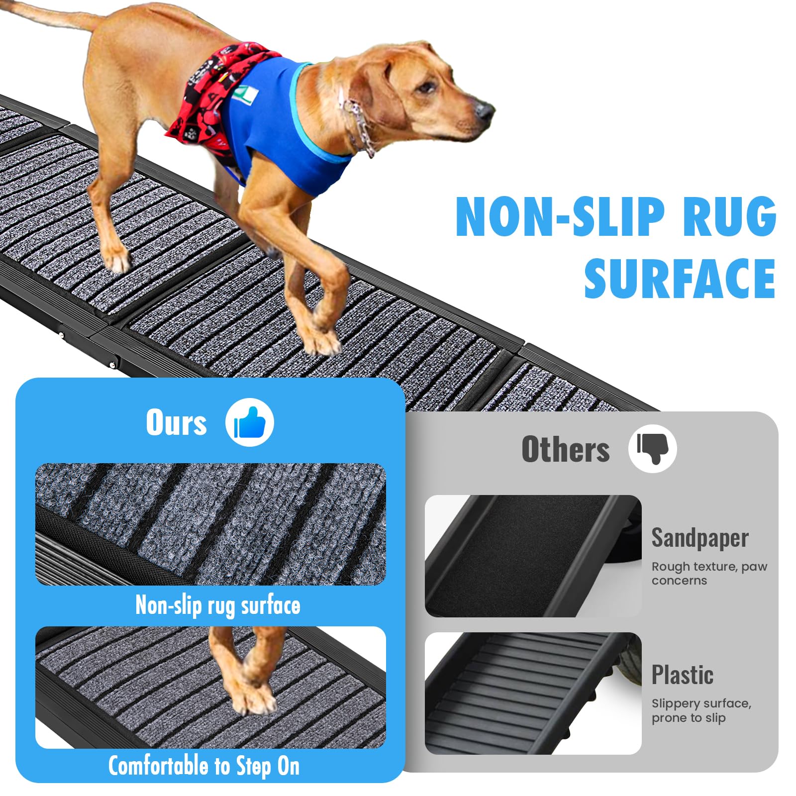 Dog Ramp For Car, Folding Dog Ramp, 63''X17'' Car Ramp For Dogs, Dog Ramps For Large Dogs Suv, Car Dog Ramp With Non-Slip Rug Su