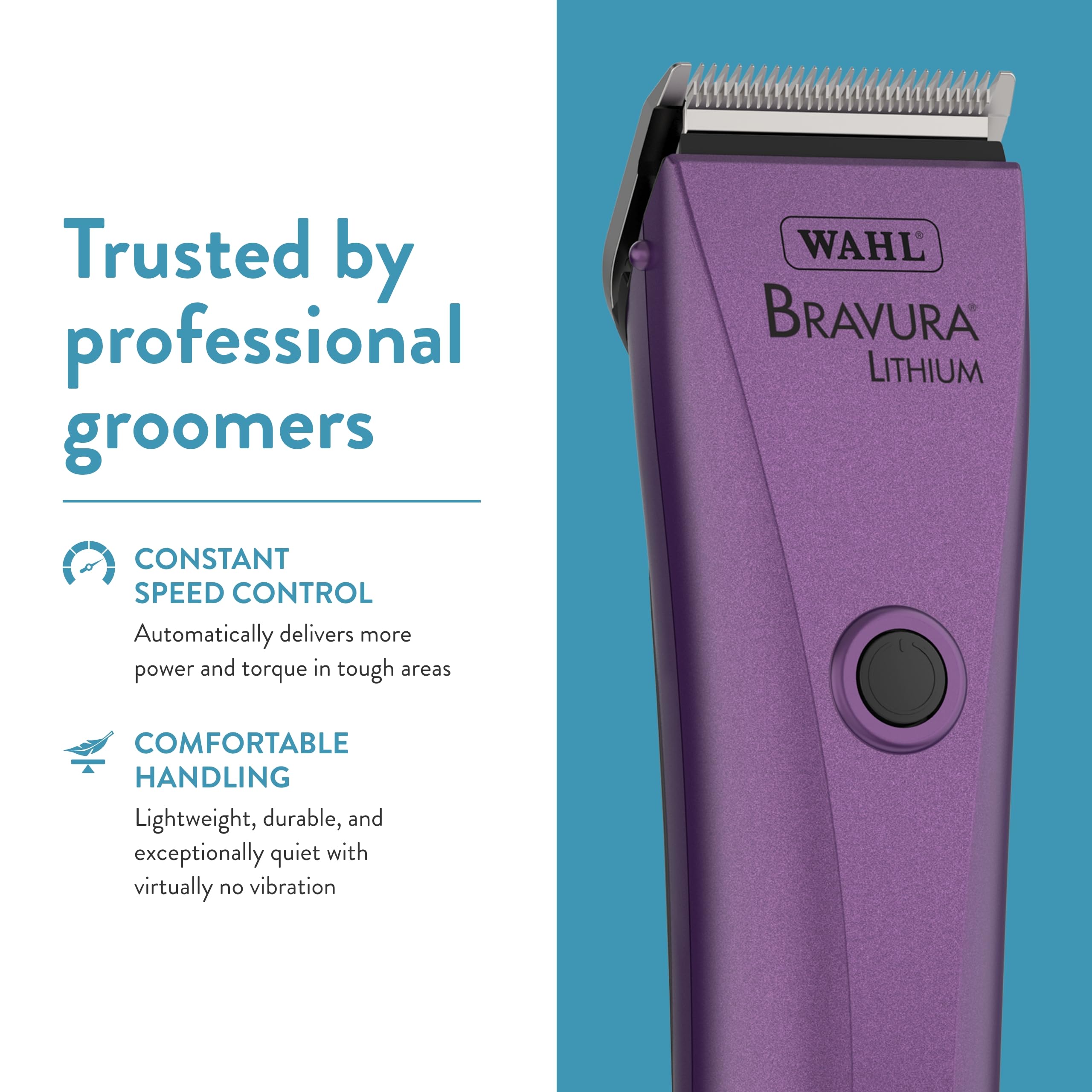 Wahl Professional Animal Bravura Pet, Dog, Cat, And Horse Corded/Cordless Clipper Kit, Purple (#41870-0423)