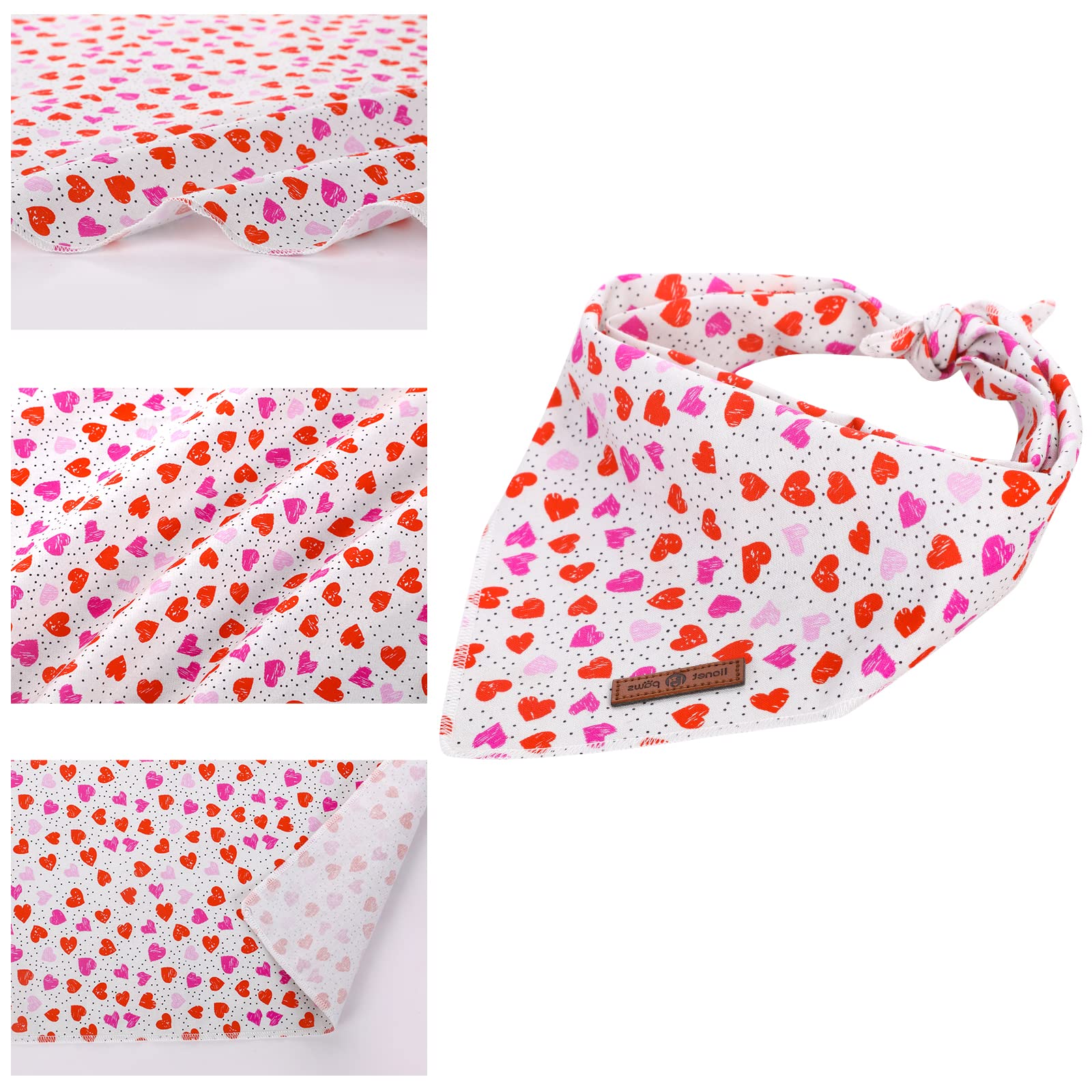 Lionet Paws Valentine'S Dog Bandanas 2 Pack, Black And White Stripes Triangle Hearts Dog Kerchief,Adjustable Triangle Holiday Sc