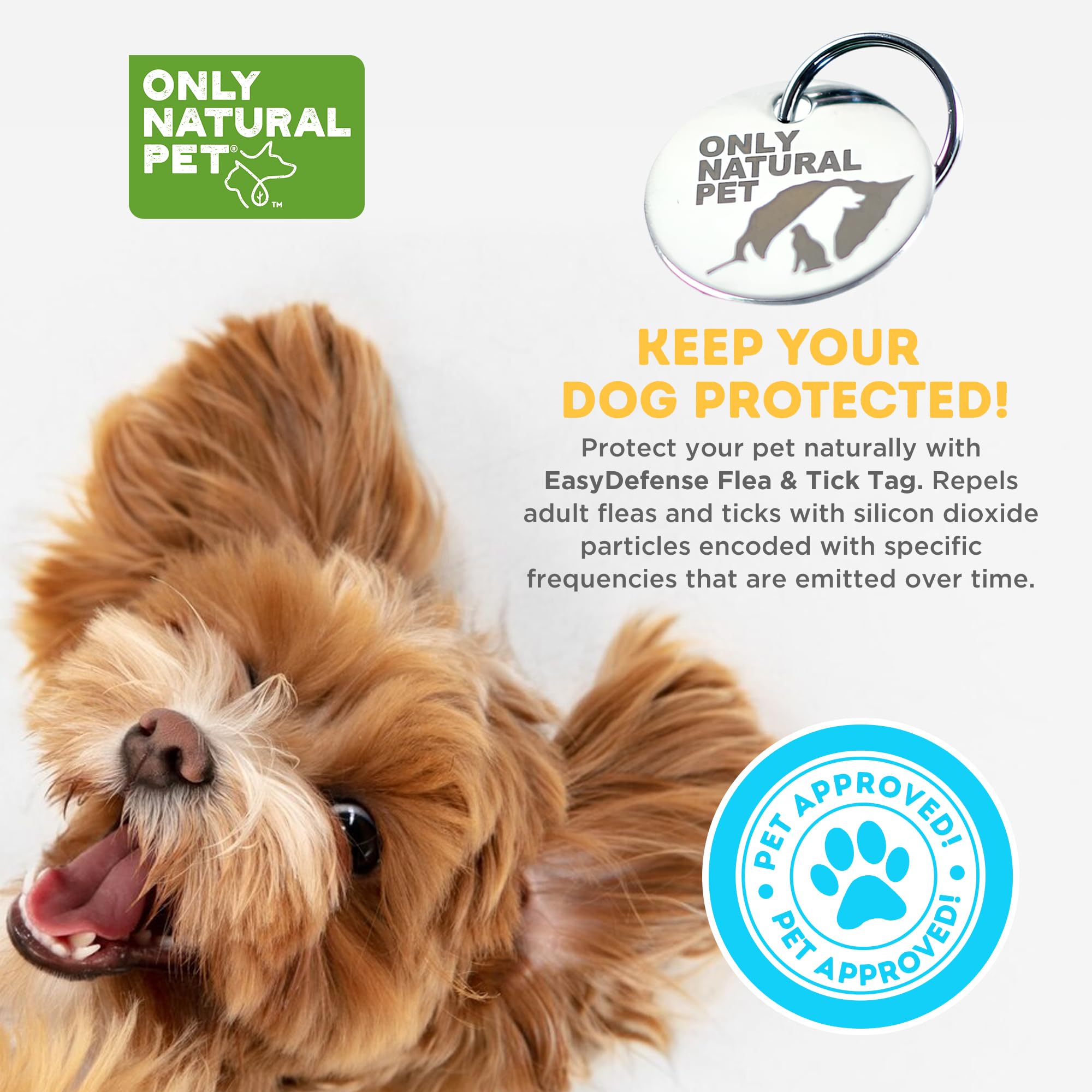 Only Natural Pet Easy Defense Tag - Natural Collar Attachment For Dogs & Cats - Lightweight, Water-Resistant Design For Year-Rou
