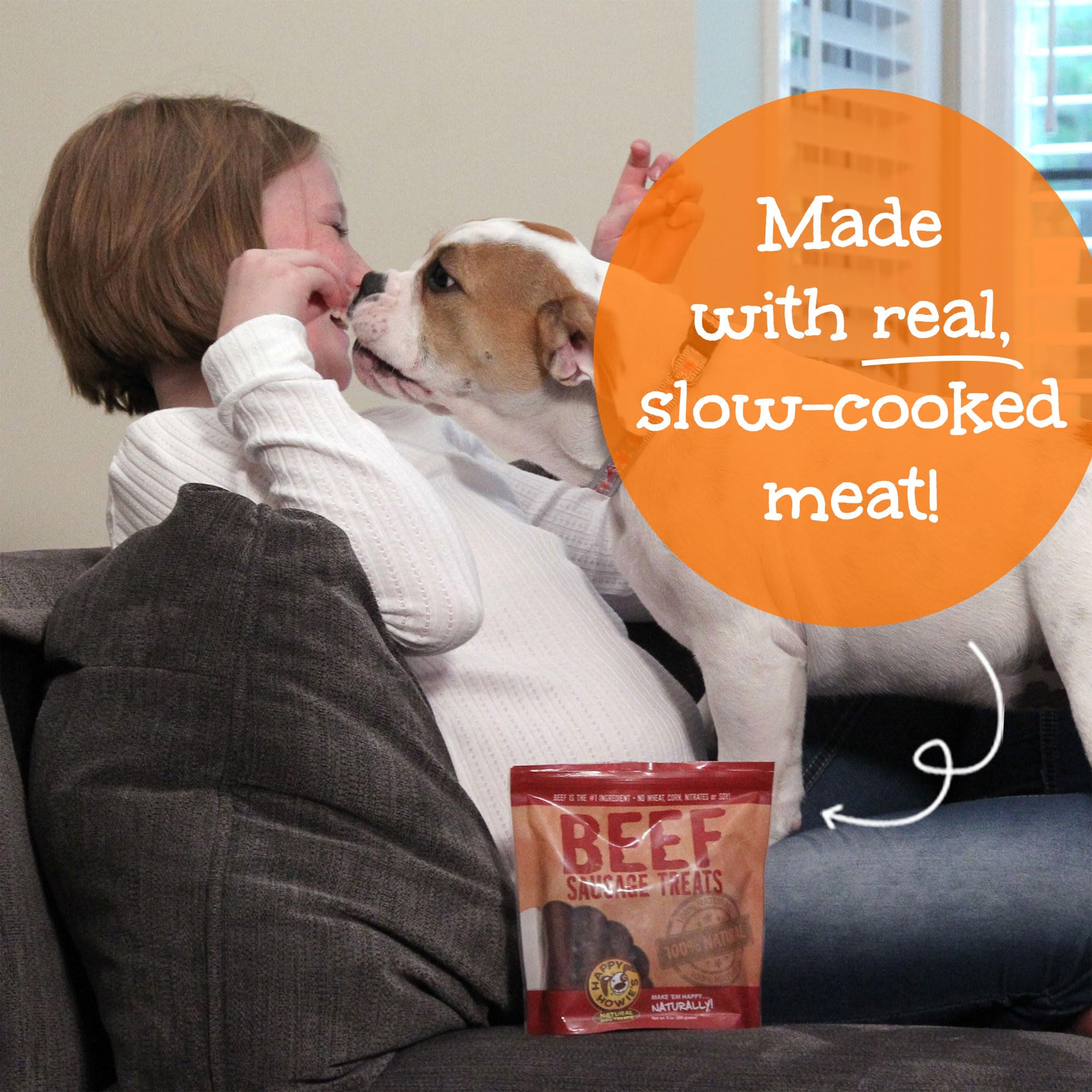 Happy Howies Sausage Treats - Healthy Chewy Dog Treats, Flavorful, Slow Cooked, Natural Ingredients, Hormone Free - Turkey, 80