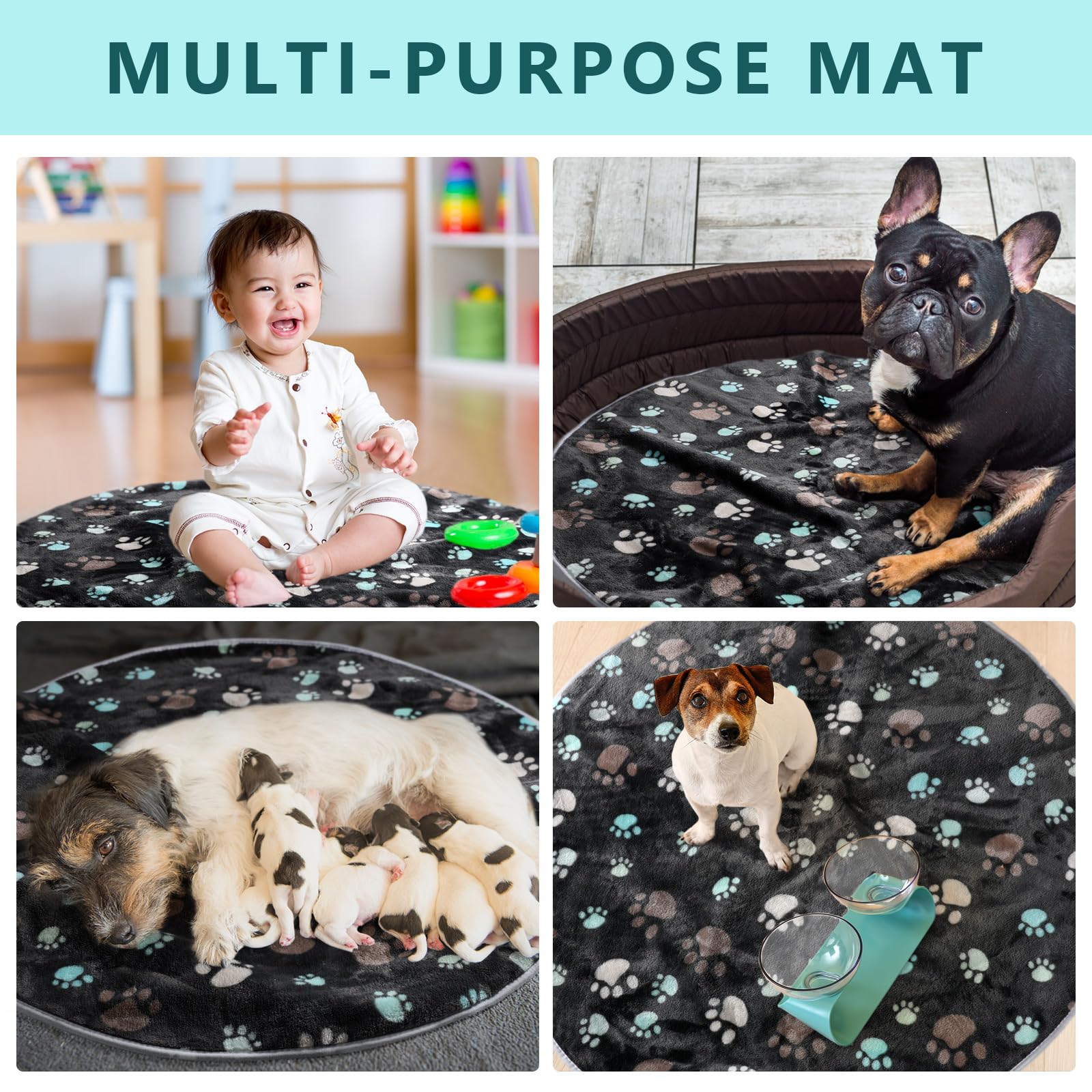 Clysee 4 Pack Washable Whelping Pad Whelping Supplies Absorbent Reusable Puppy Training Pads Reusable Dog Mat for Floor Non Slip