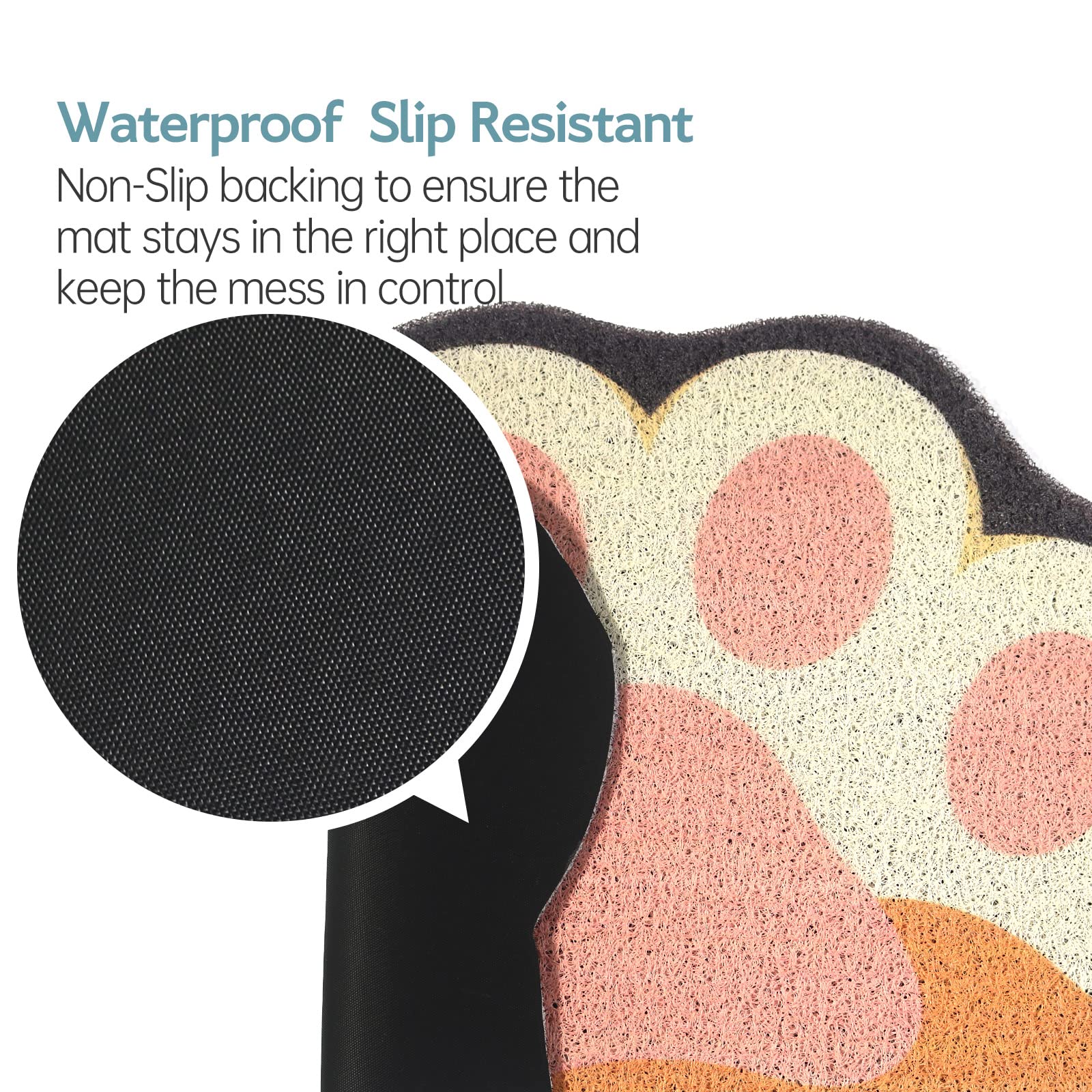Rarenut Cute Cat Litter Mat 24   x16   , Litter Box Mat, Litter Trapping Mat, Soft on Kitty Paws, Easy Clean, Anti Slip, Pet Acc