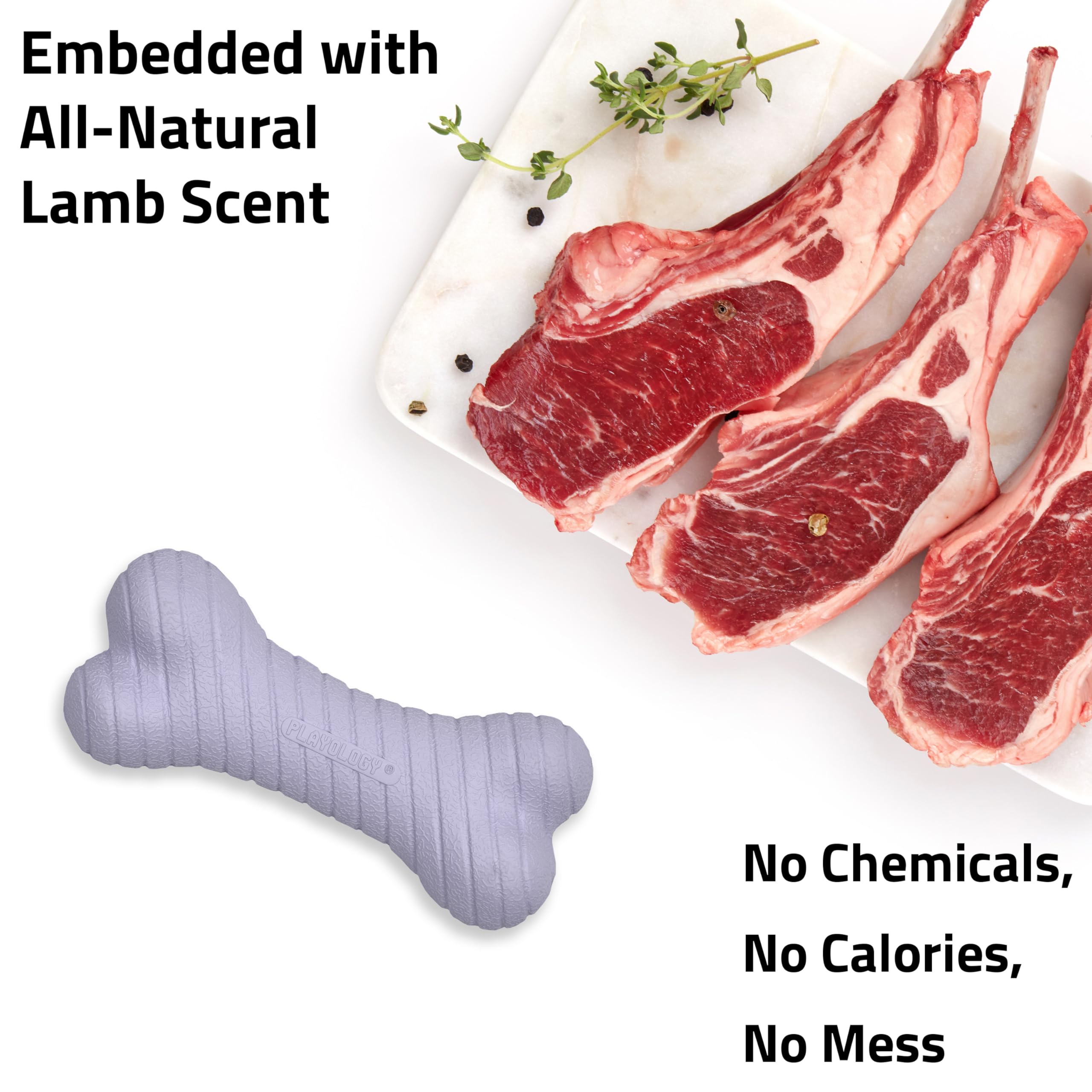 Playology Dog Toys | Dual Layer Bone Durable Chew Toy Bone for Dogs | Jumbo Lamb Scented Toy - Easy to Clean and Made from Non T