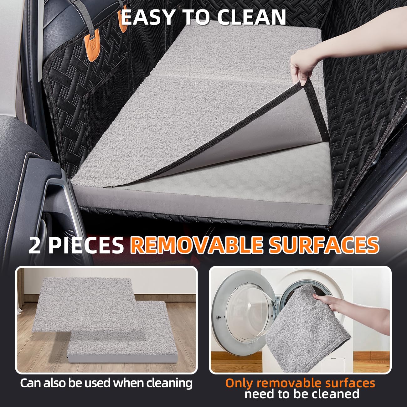 Maxfut Dog Bed For Car Back Seat Extender,Waterproof Large Dog Mat For Seat Cover Back Seat,Washable Pet Bed For Car Hammock(Gra