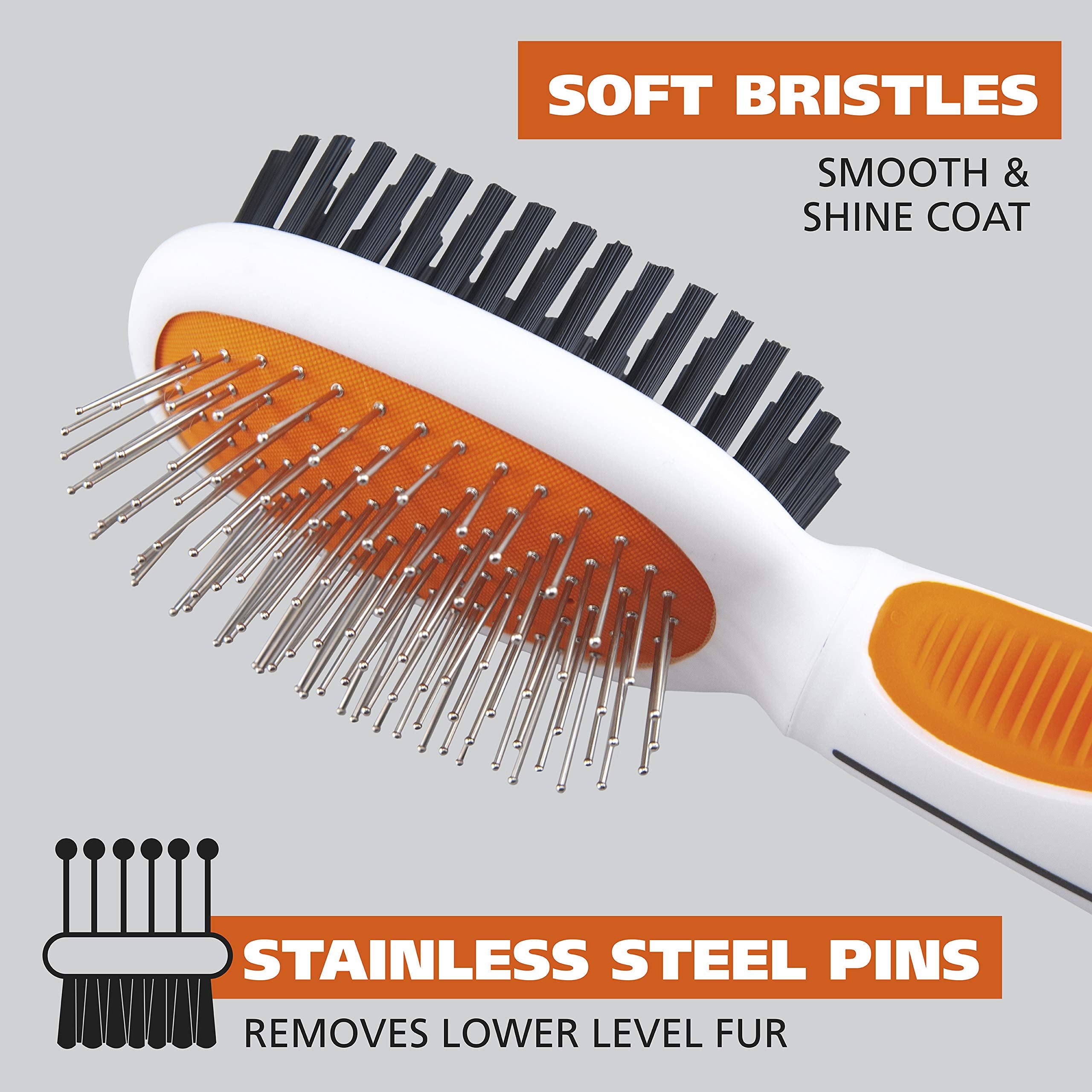 Wahl Premium Pet Double Sided Medium Pin Bristle Brush, Ergonomic Brush With Ergonomic Rubber Grips For Comfortable Brushing And Finishing Coats Of Dogs And Cats – Model 858413